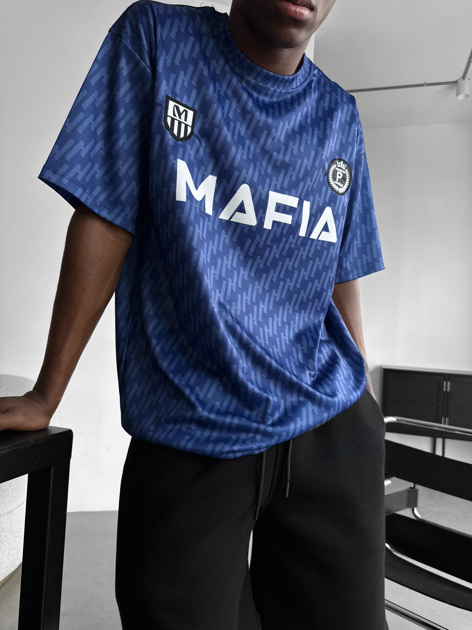 Oversize Mafia Trikot T-Shirt - Blue