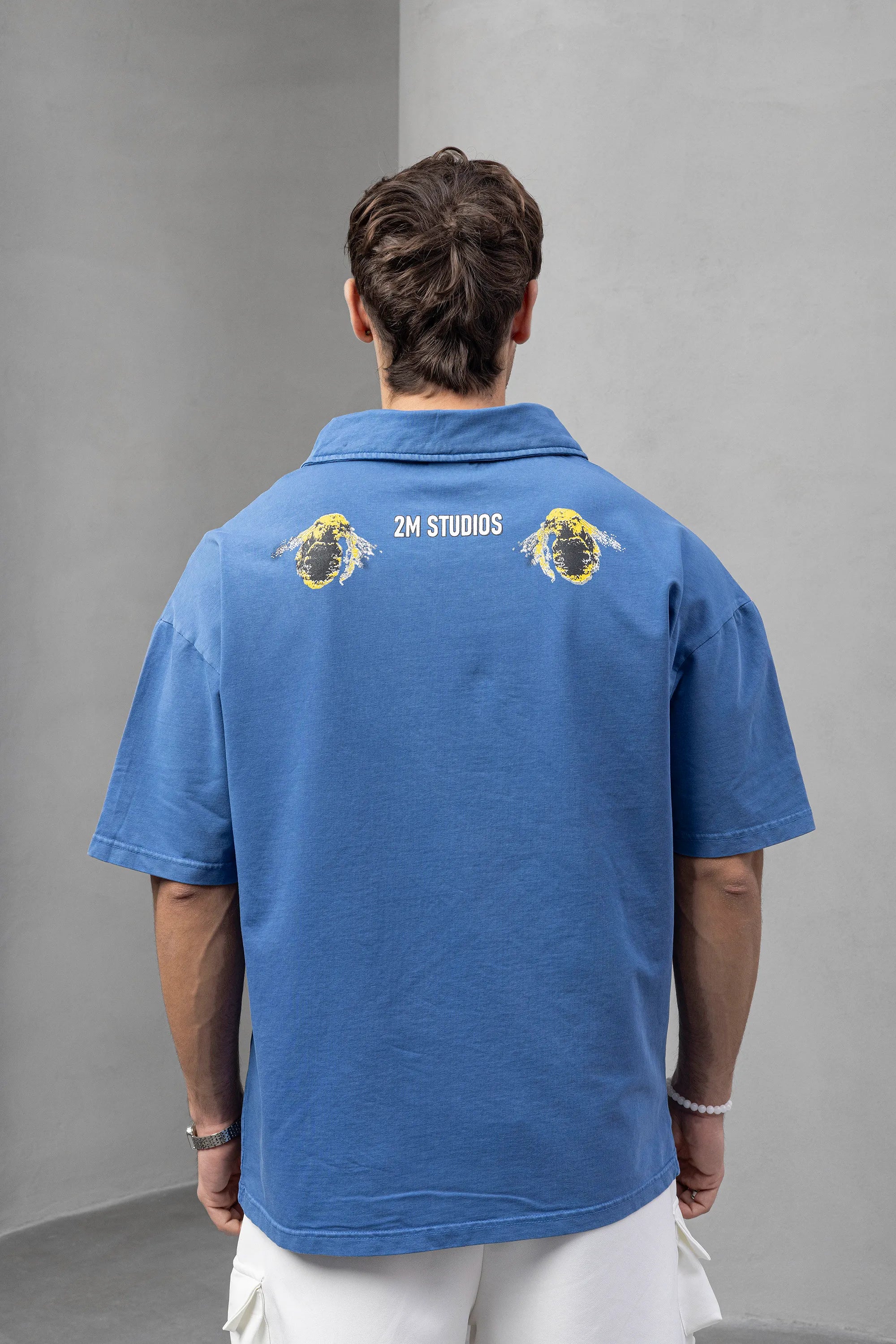 2M Studios Graphic Blue Polo T-Shirt with Print