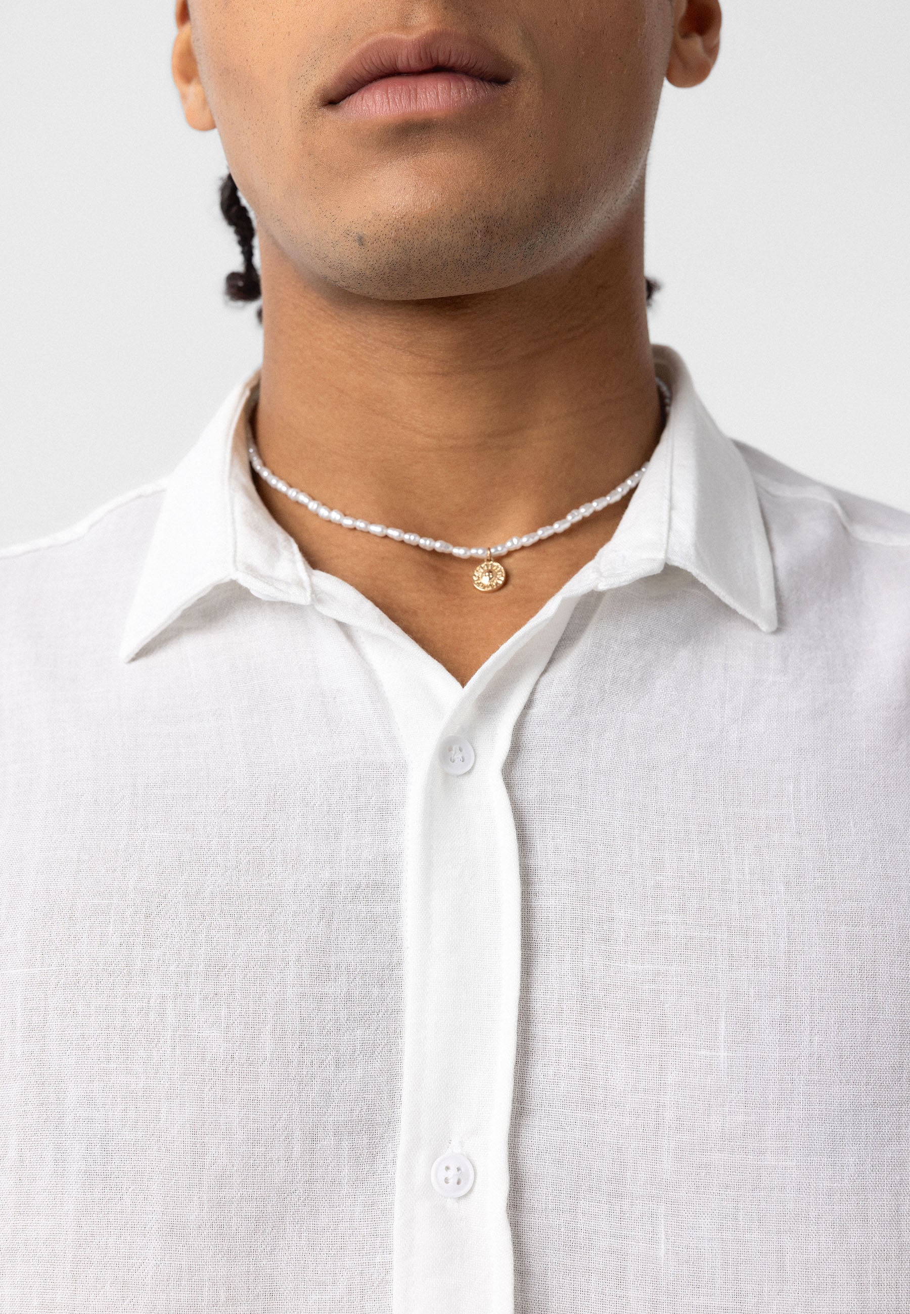 Dandalo Classic Linen Blend Button-Up Shirt – Ice White