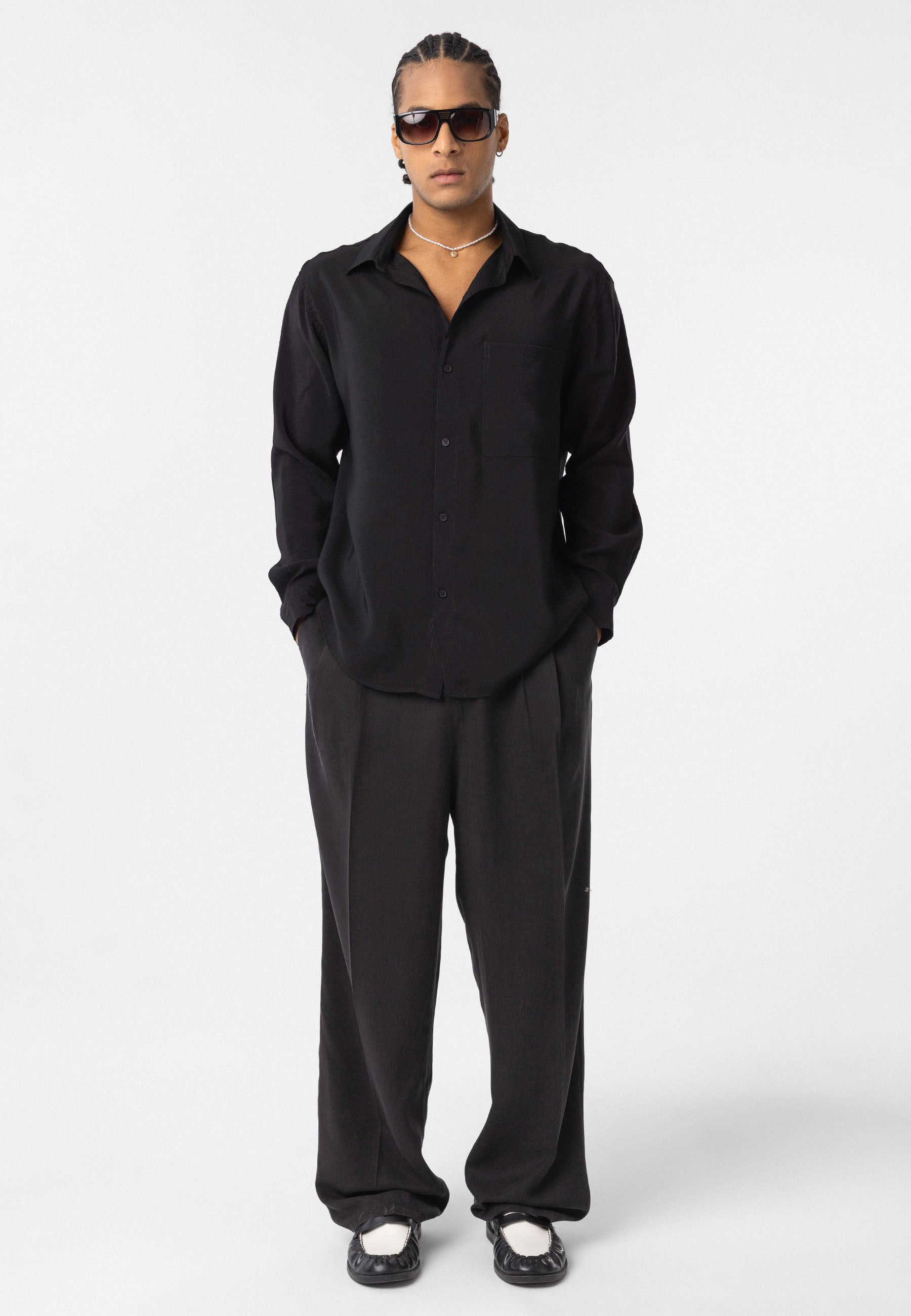 Black Button-Up Shirt – Comfort Fit, Clean Modern Style