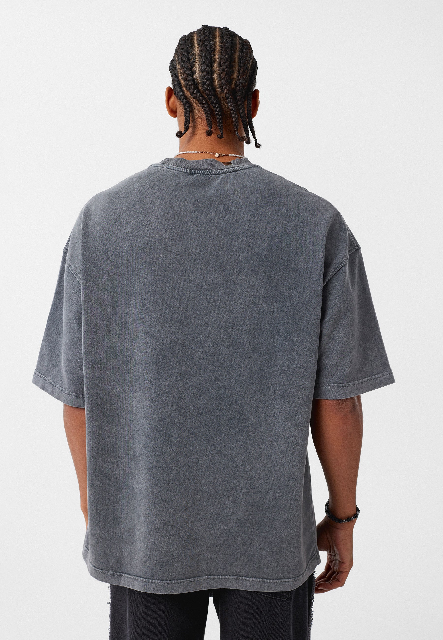 Oversized Washed Crew‑Neck T-shirts with Detail