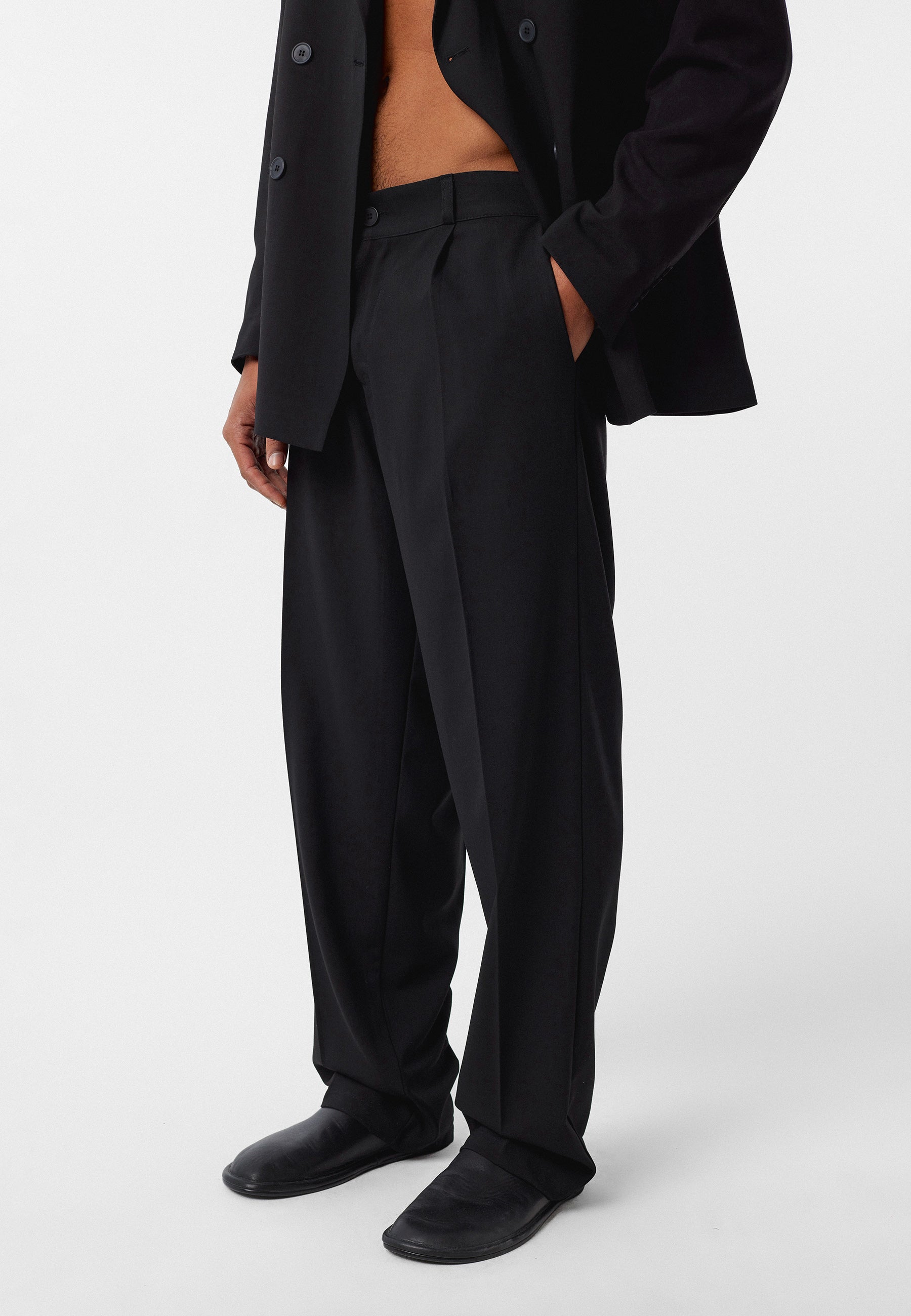 Oversized Double Breasted Blazer in Black Relaxed Fit Modern Tailoring