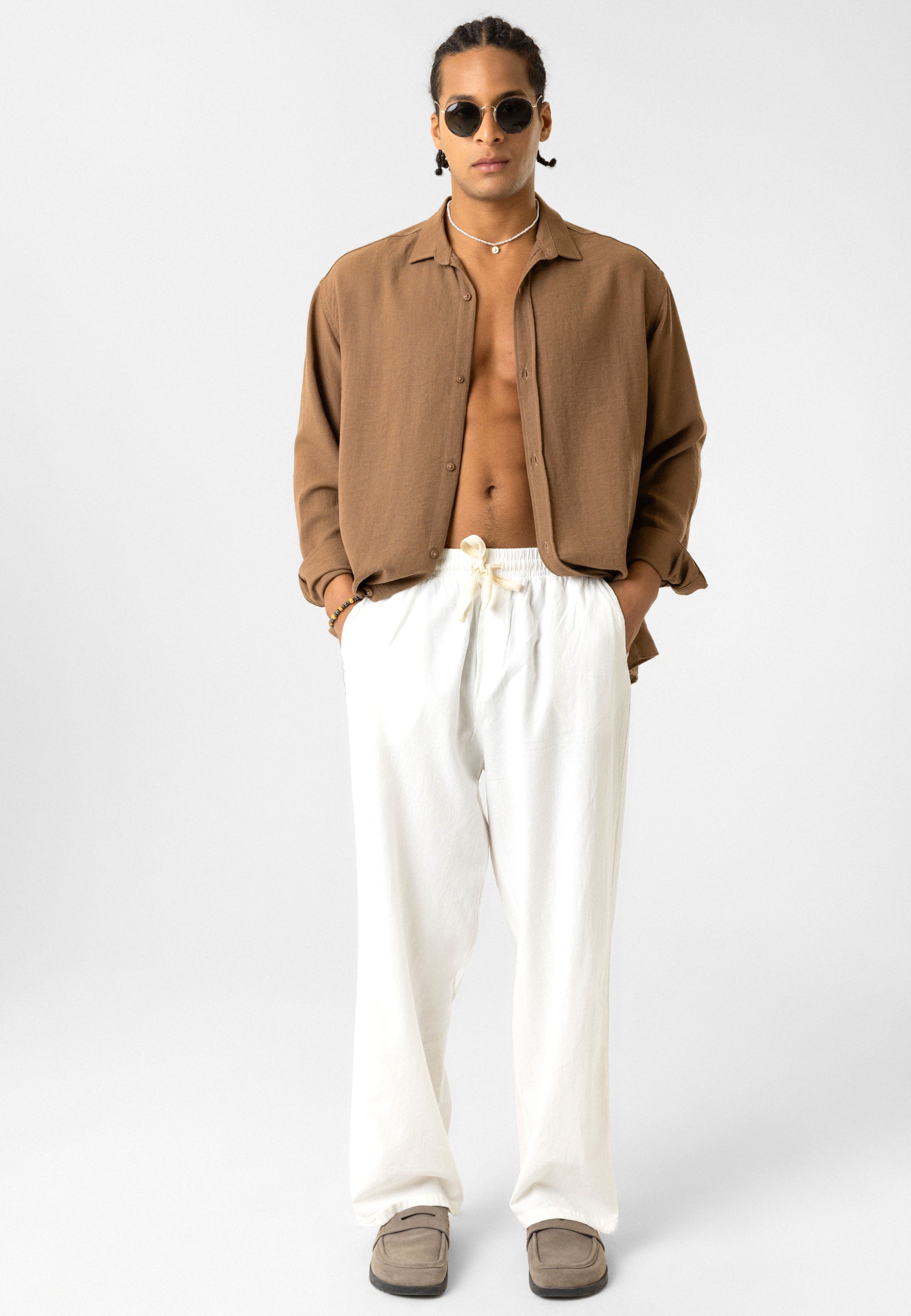 Elastic Waist Baggy Linen Pants – Breezy Fit, Effortless Vibe