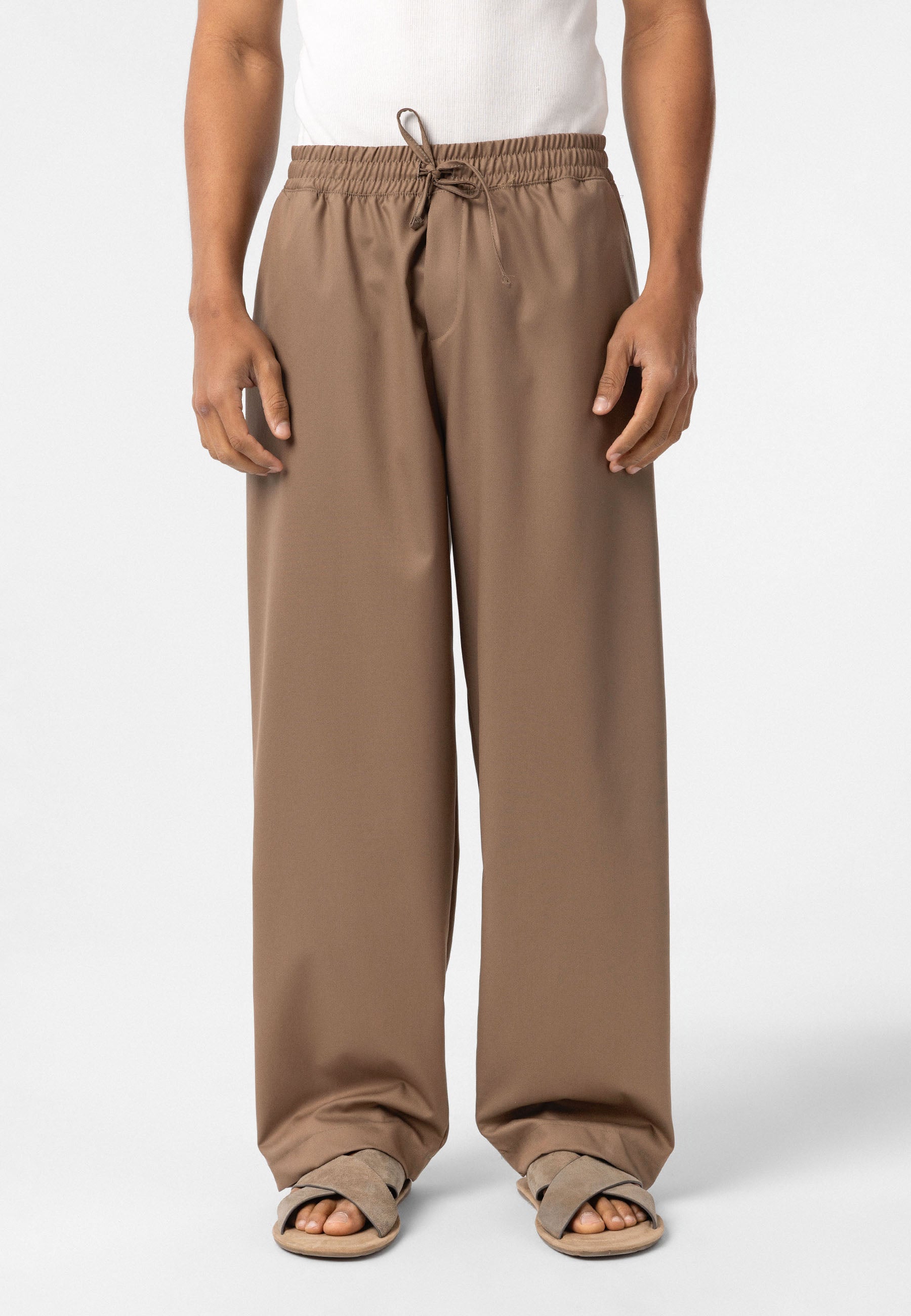 Slim Tapered Pants, Relaxed Fit Bottoms, Stretch Cotton Trousers, Neutral Casual Pants, Men’s Essential Taper Fit