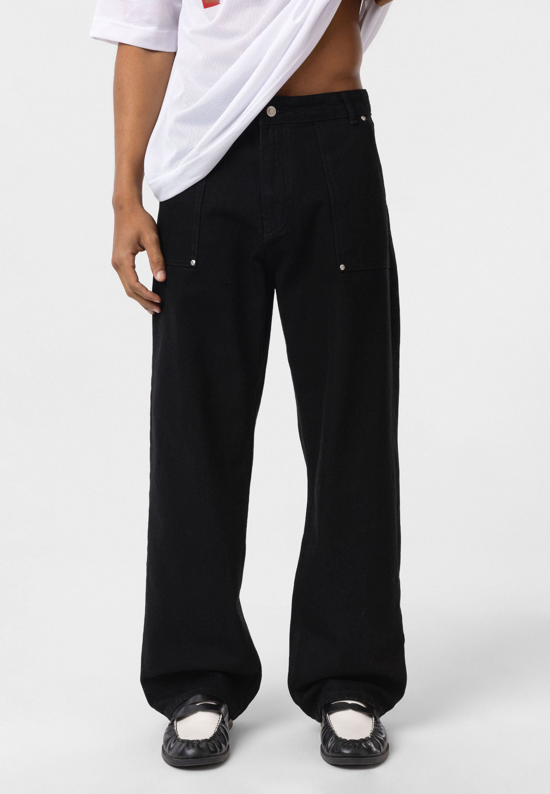 Pocket-Detail Baggy Jeans – Pants