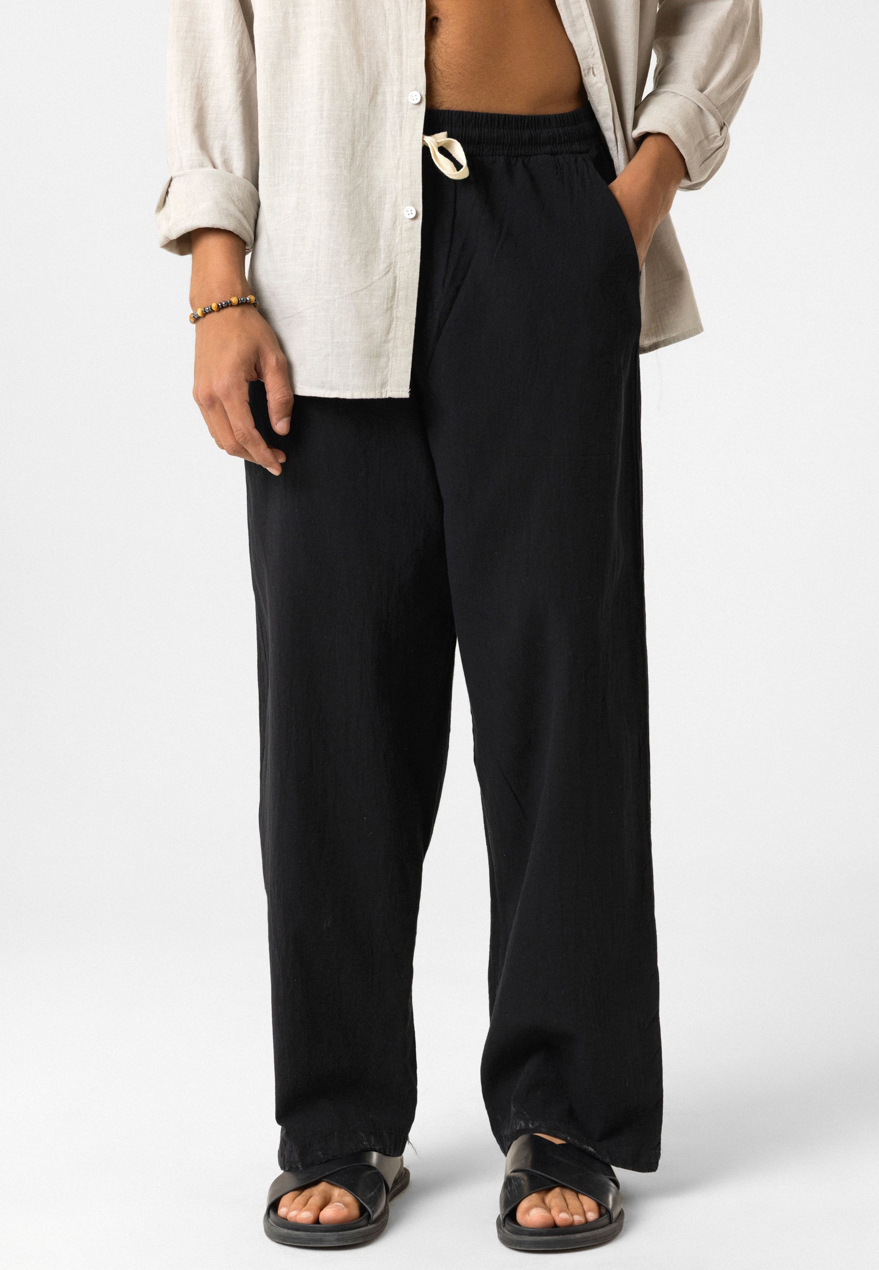 Elastic Waist Baggy Linen Pants – Breezy Fit, Effortless Vibe