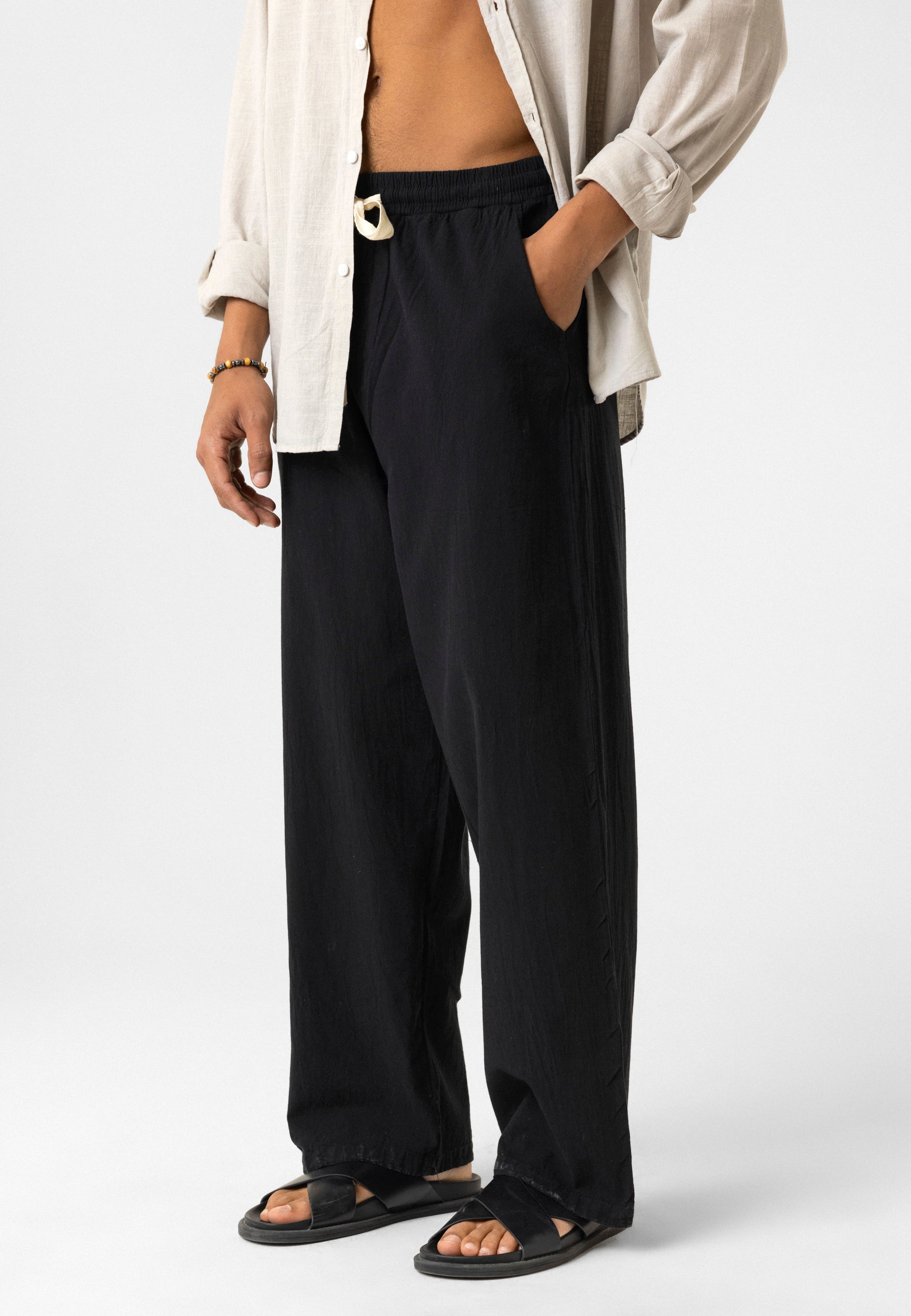 Elastic Waist Baggy Linen Pants – Breezy Fit, Effortless Vibe