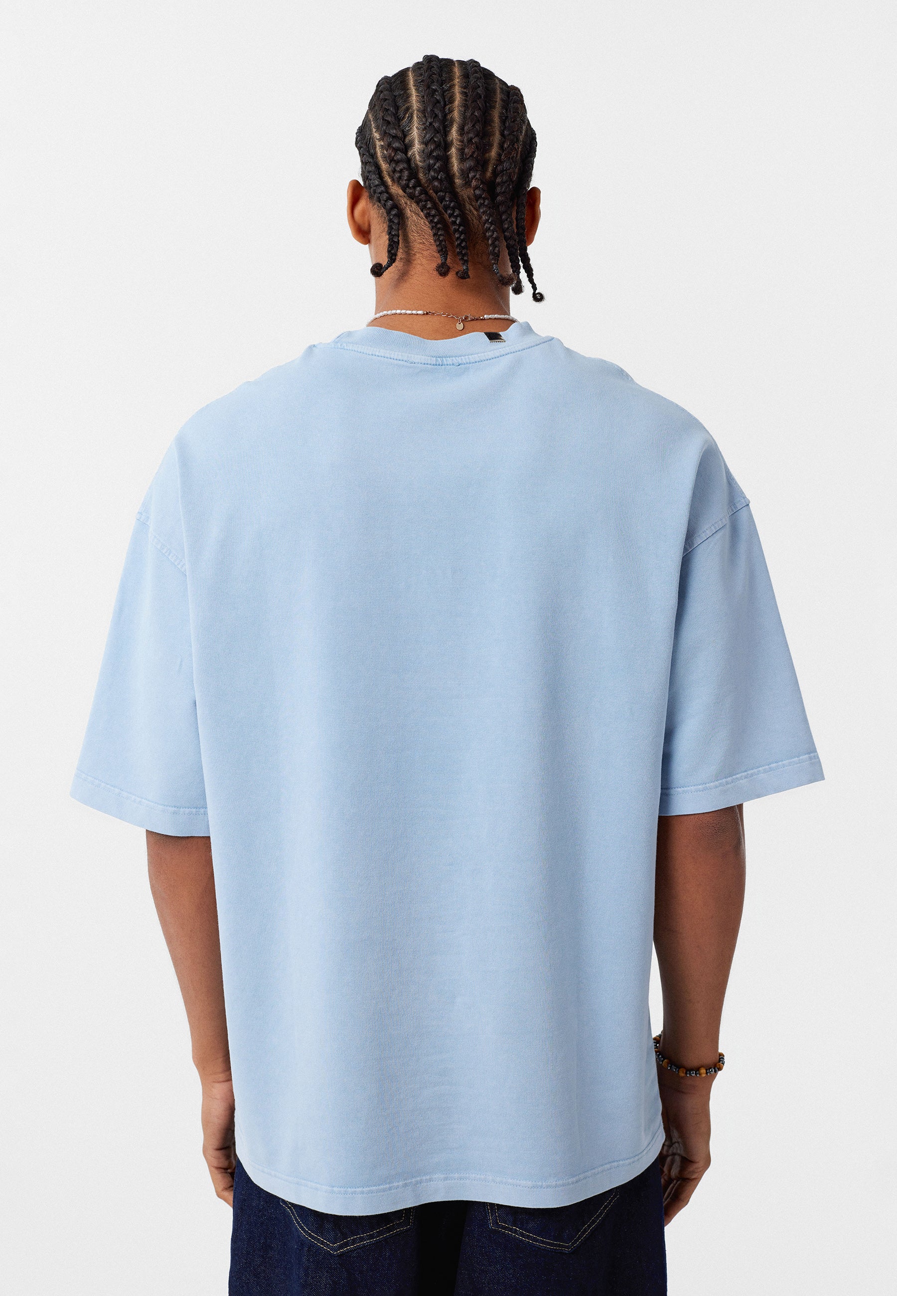 Oversized Washed Crew‑Neck T-shirts with Detail