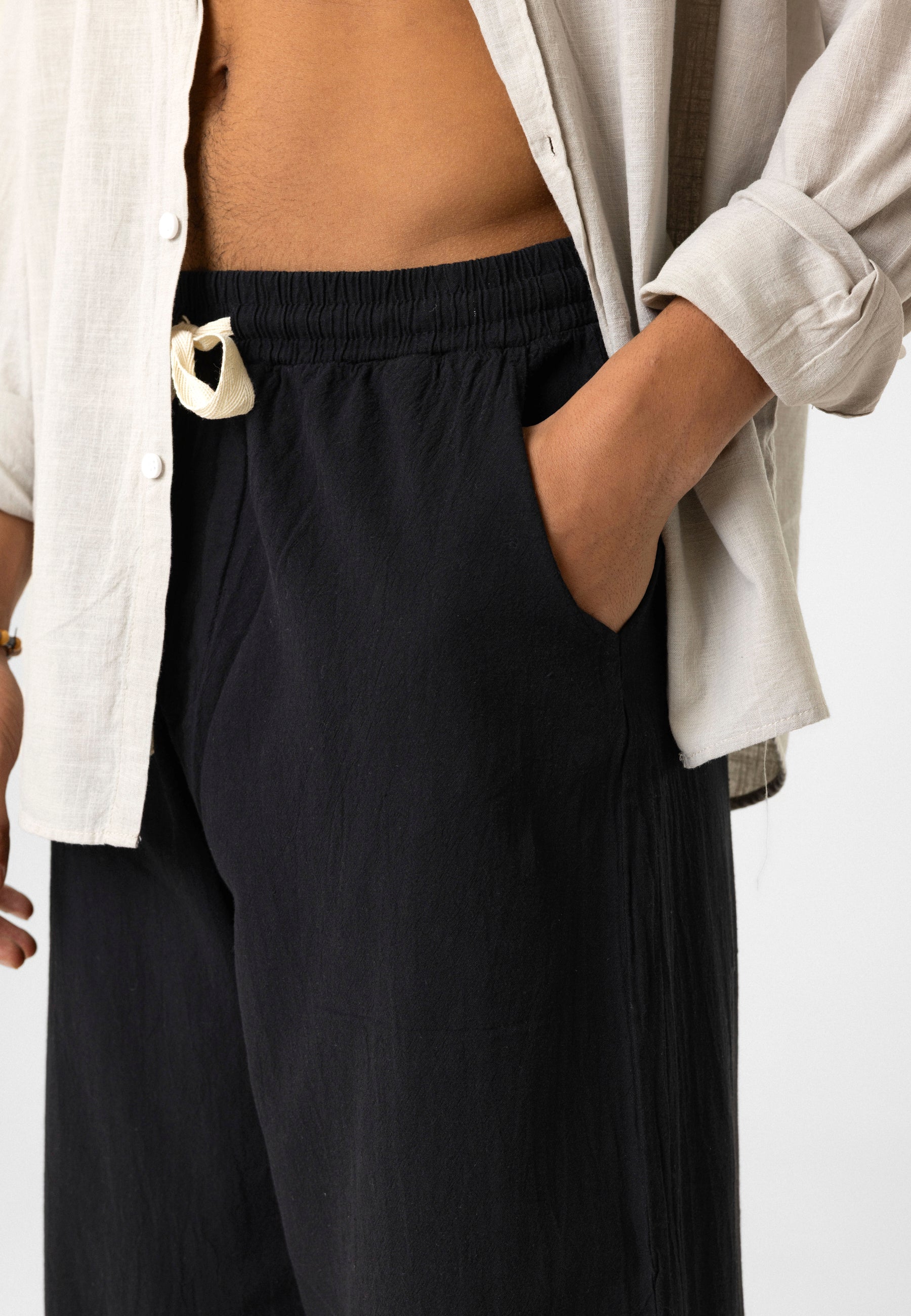 Elastic Waist Baggy Linen Pants – Breezy Fit, Effortless Vibe