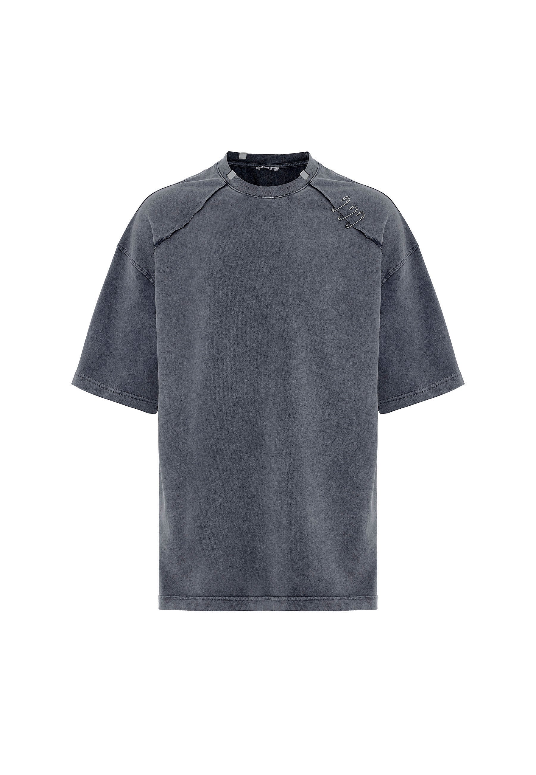 Oversized Washed Crew‑Neck T-shirts with Detail