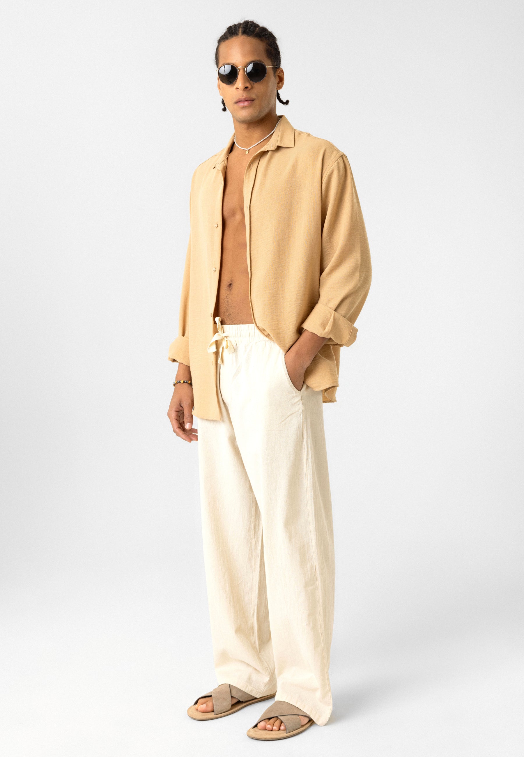 Elastic Waist Baggy Linen Pants – Breezy Fit, Effortless Vibe