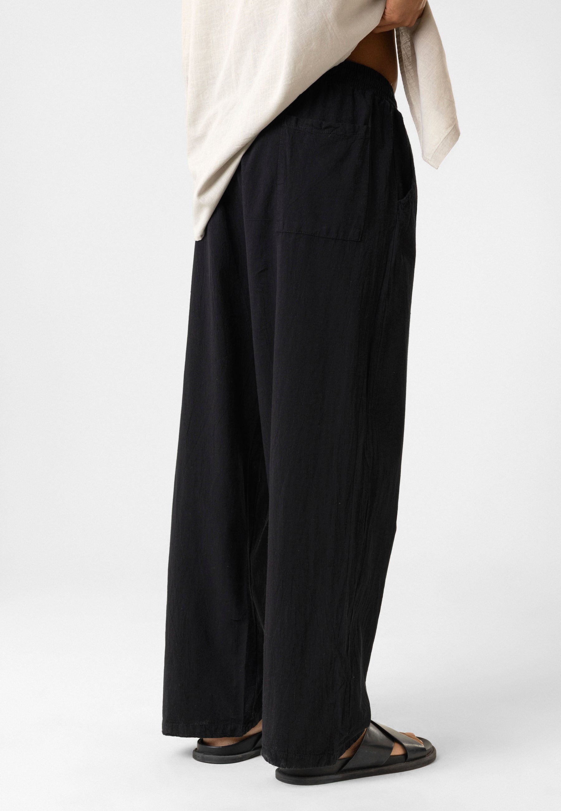Elastic Waist Baggy Linen Pants – Breezy Fit, Effortless Vibe