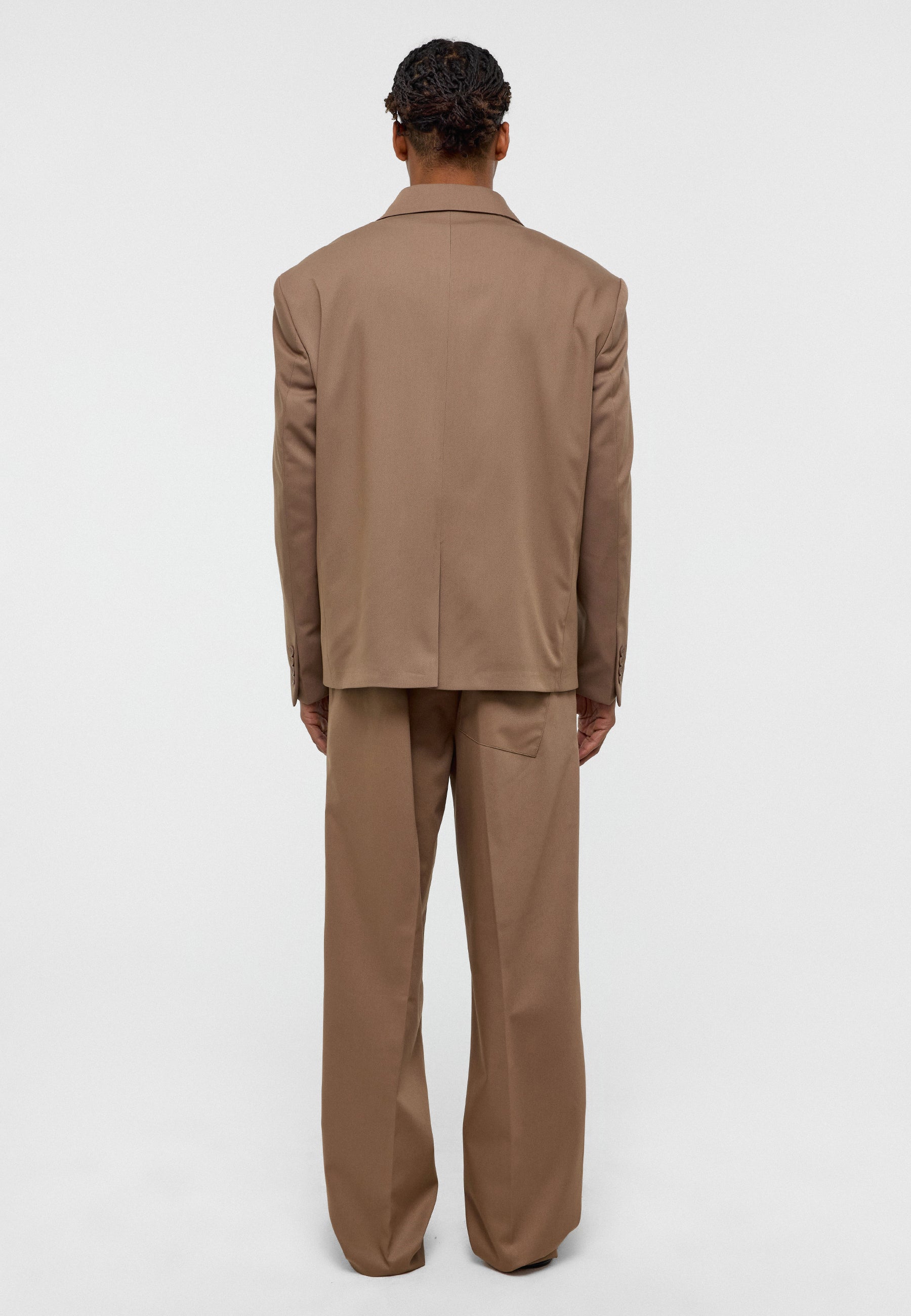 Oversized Single‑Button Suit Trousers – Relaxed Volume, Refined Linen Blend