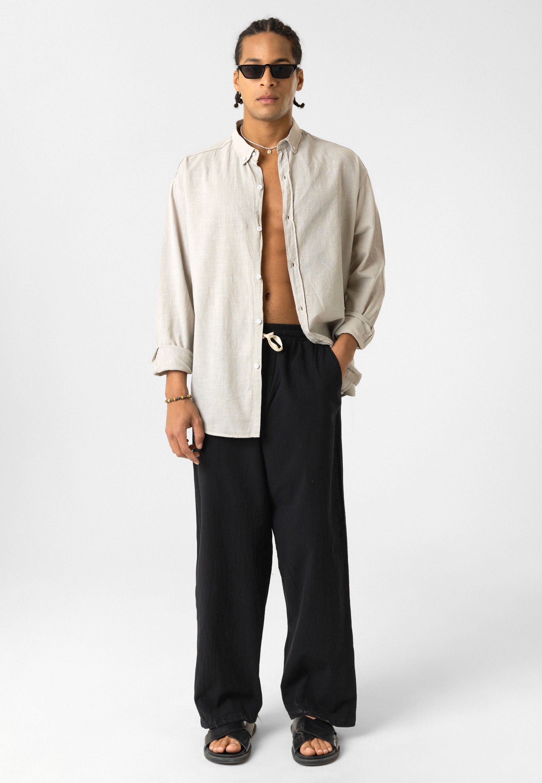 Elastic Waist Baggy Linen Pants – Breezy Fit, Effortless Vibe