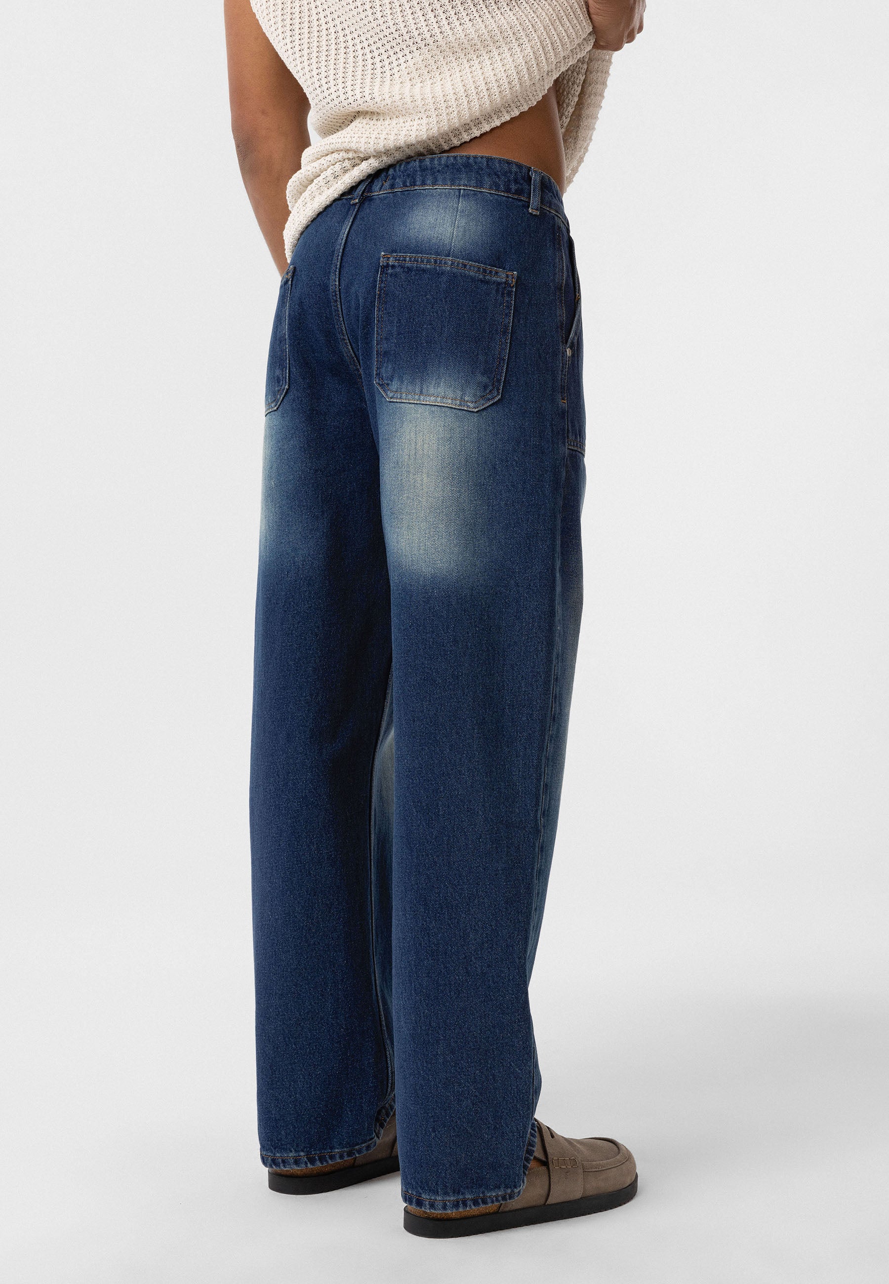 Pocket-Detail Baggy Jeans – Pants