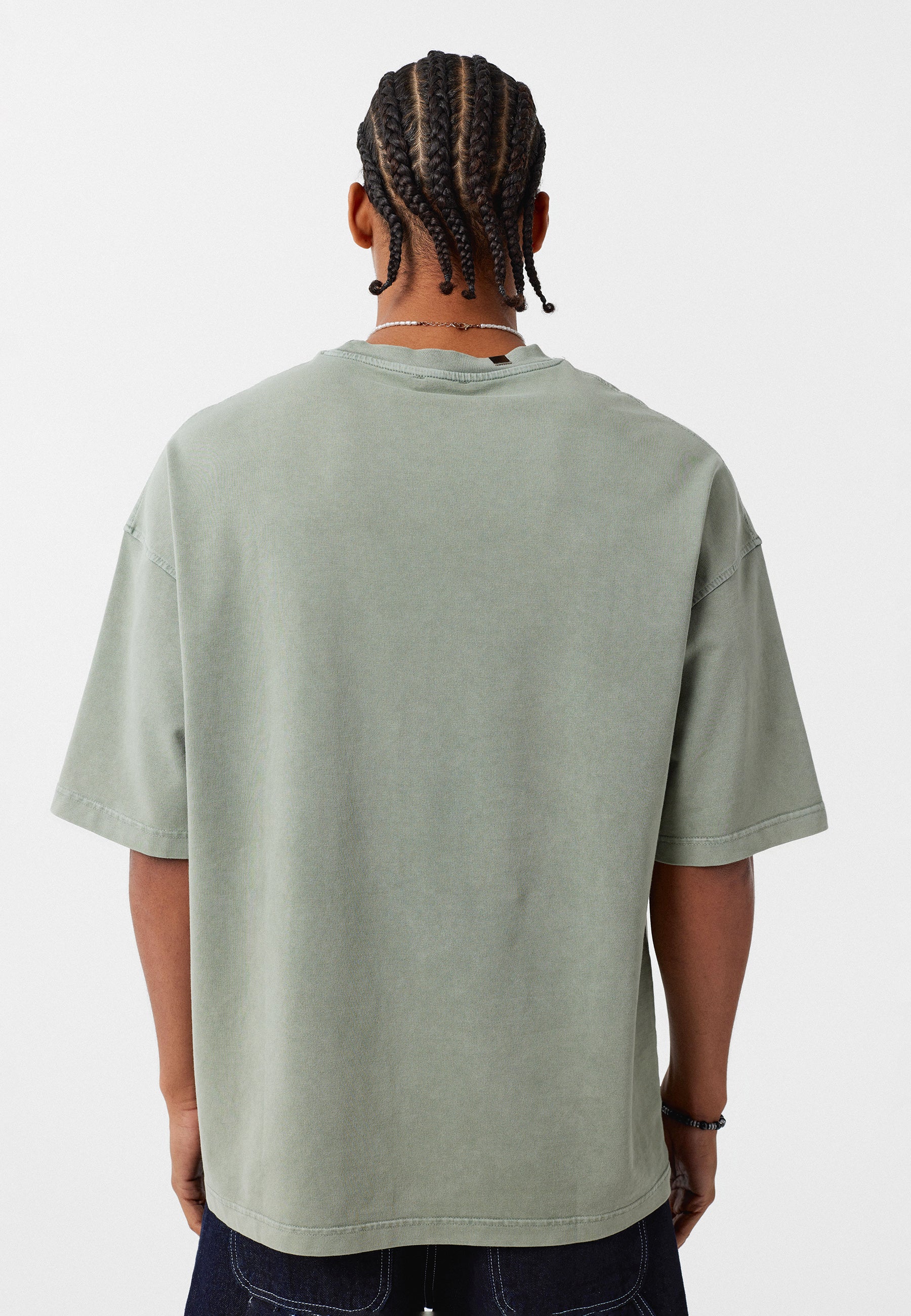 Oversized Washed Crew‑Neck T-shirts with Detail