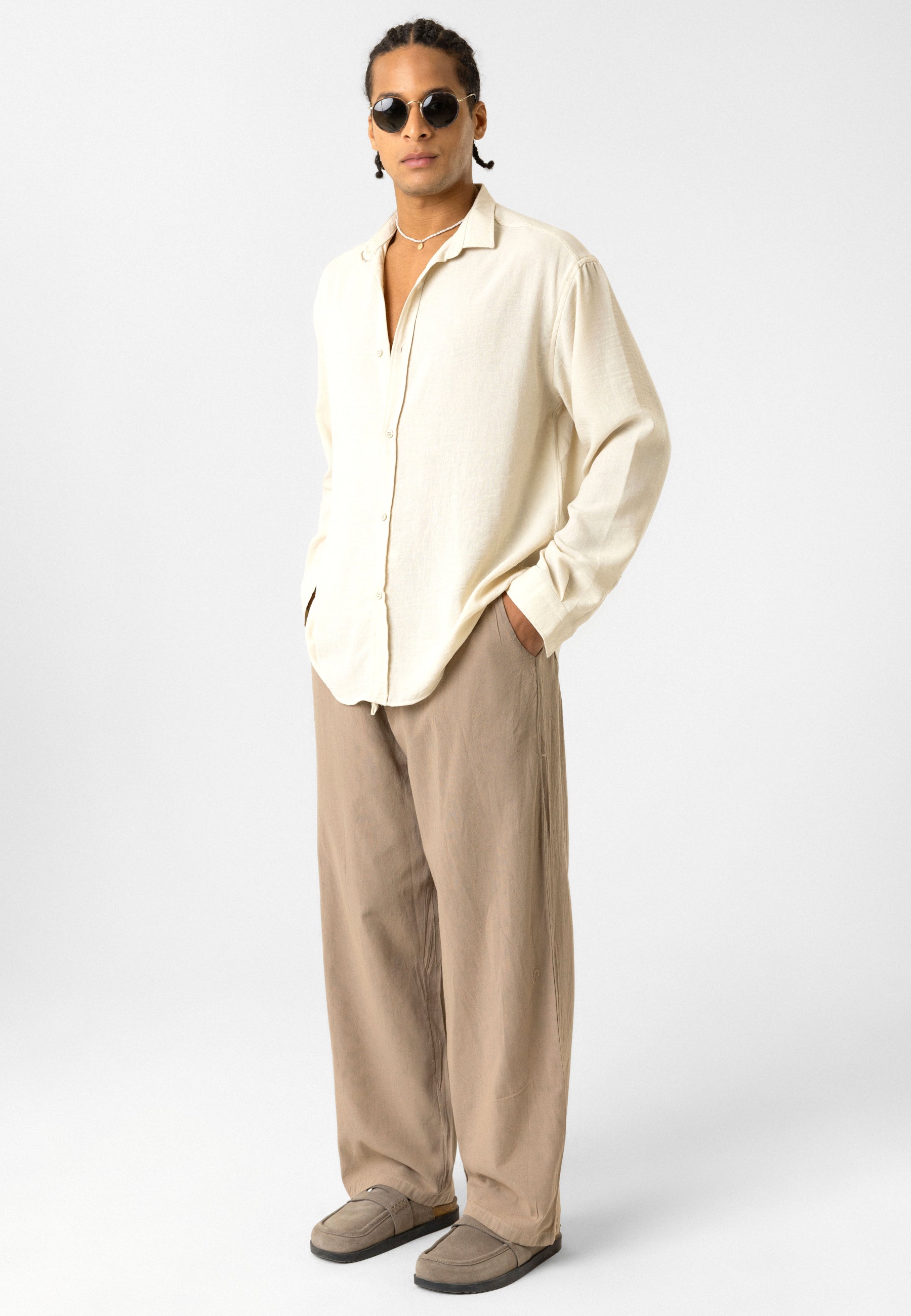 Elastic Waist Baggy Linen Pants – Breezy Fit, Effortless Vibe