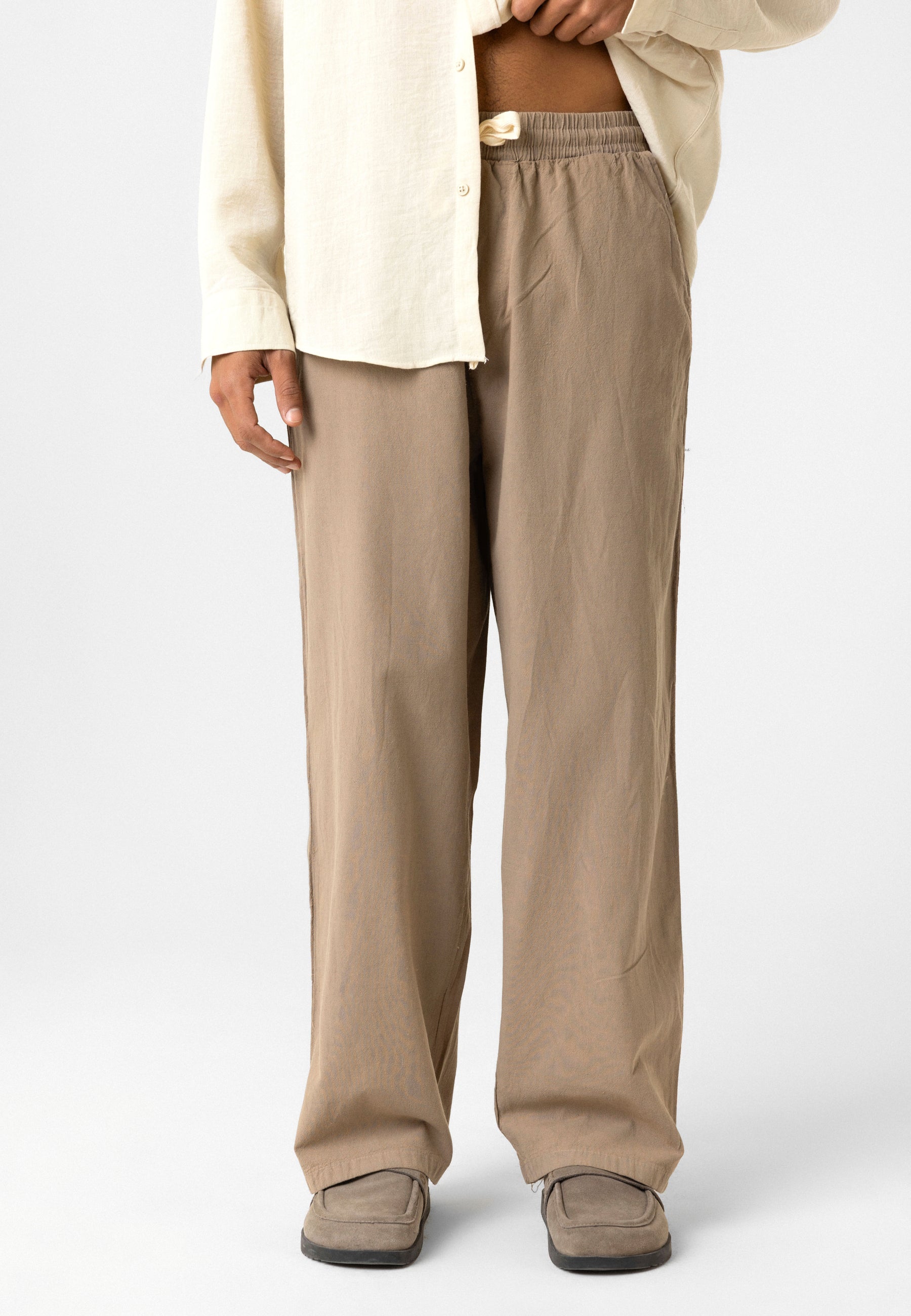 Elastic Waist Baggy Linen Pants – Breezy Fit, Effortless Vibe