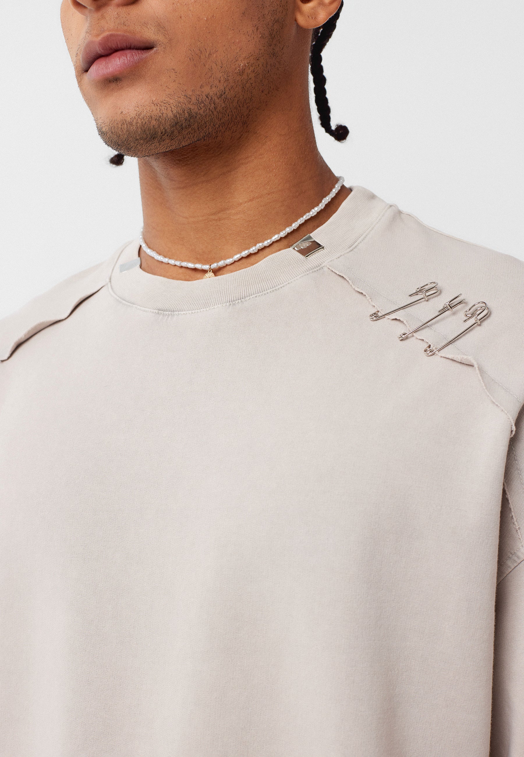Oversized Washed Crew‑Neck T-shirts with Detail