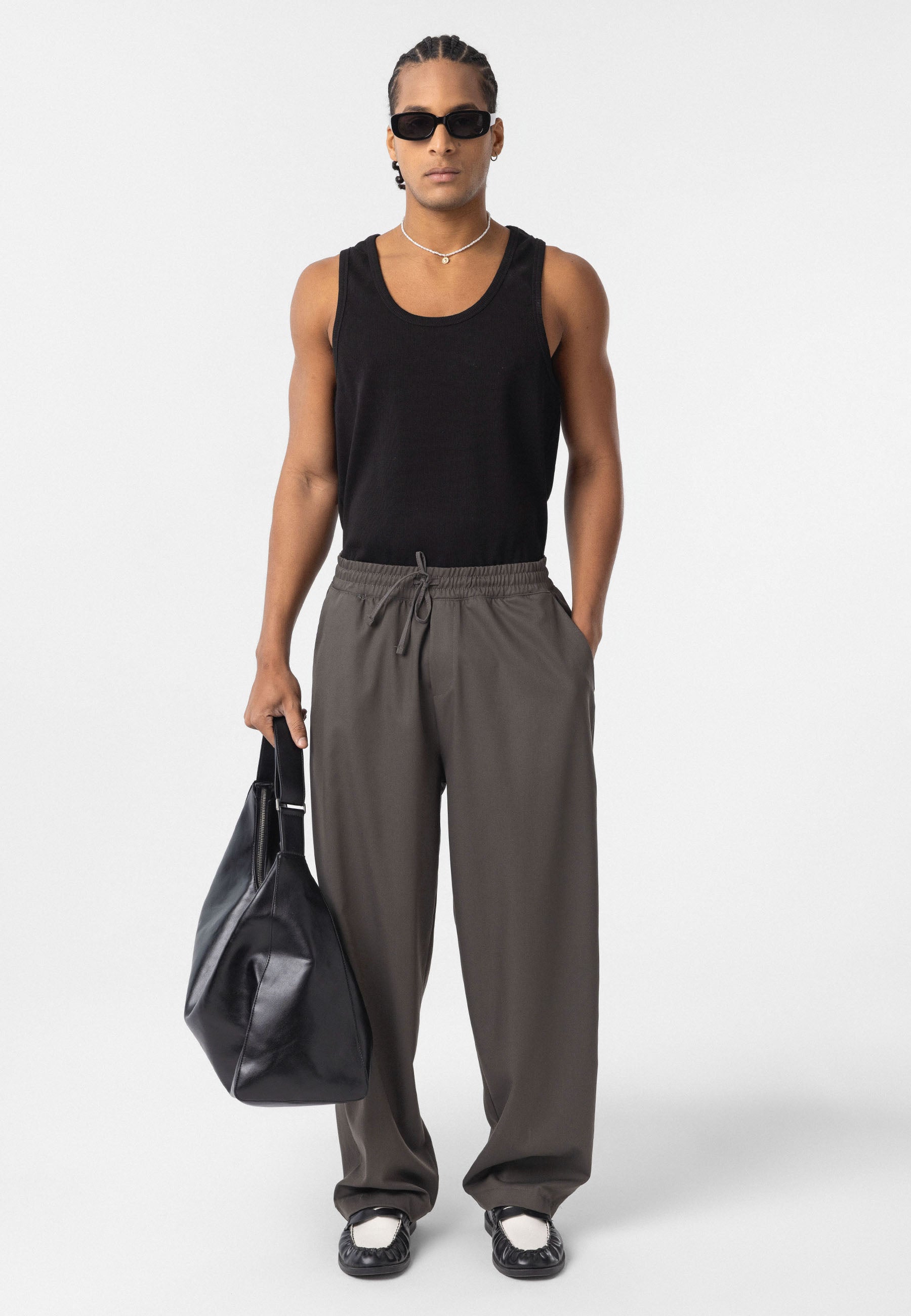 Slim Tapered Pants, Relaxed Fit Bottoms, Stretch Cotton Trousers, Neutral Casual Pants, Men’s Essential Taper Fit
