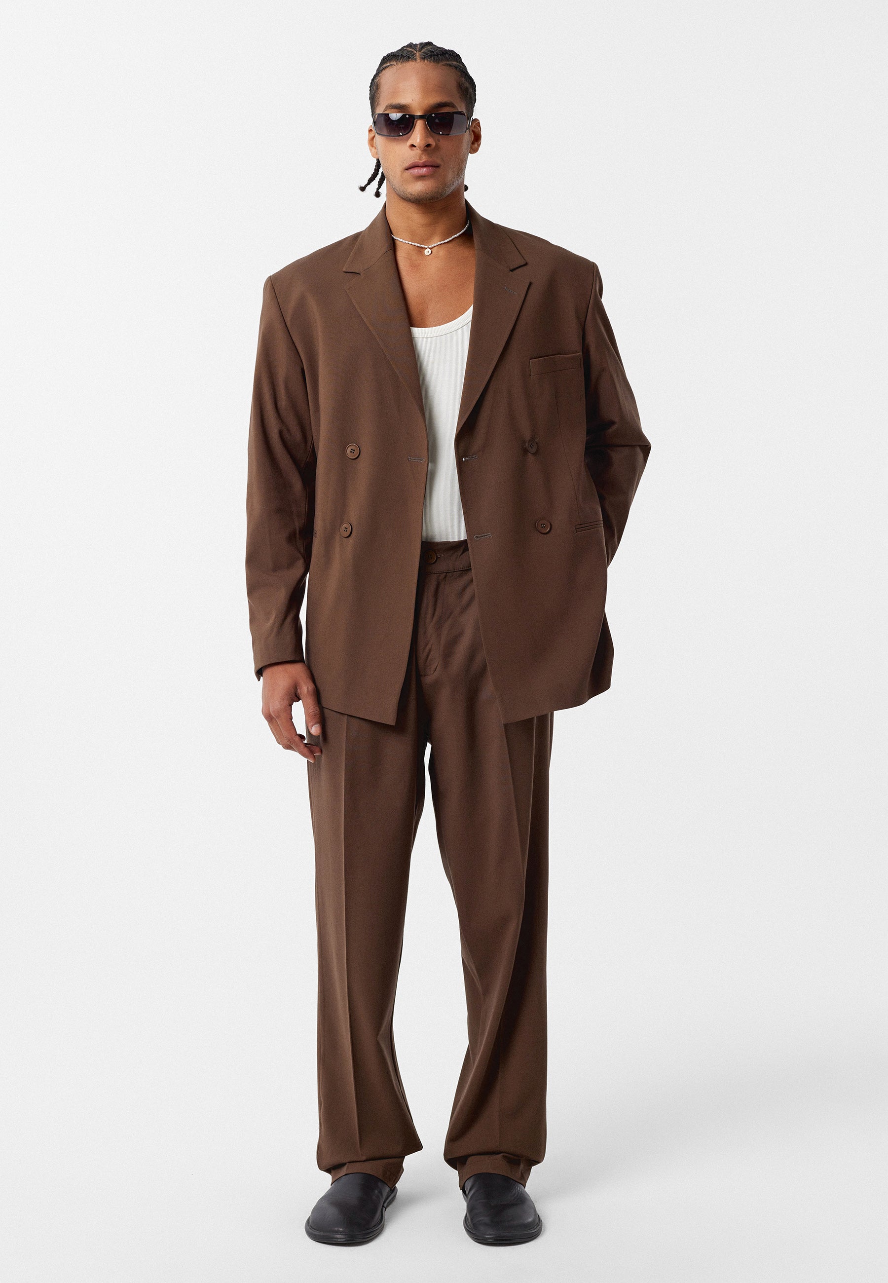 Brown Relaxed Fit Coat Warm Casual Essential