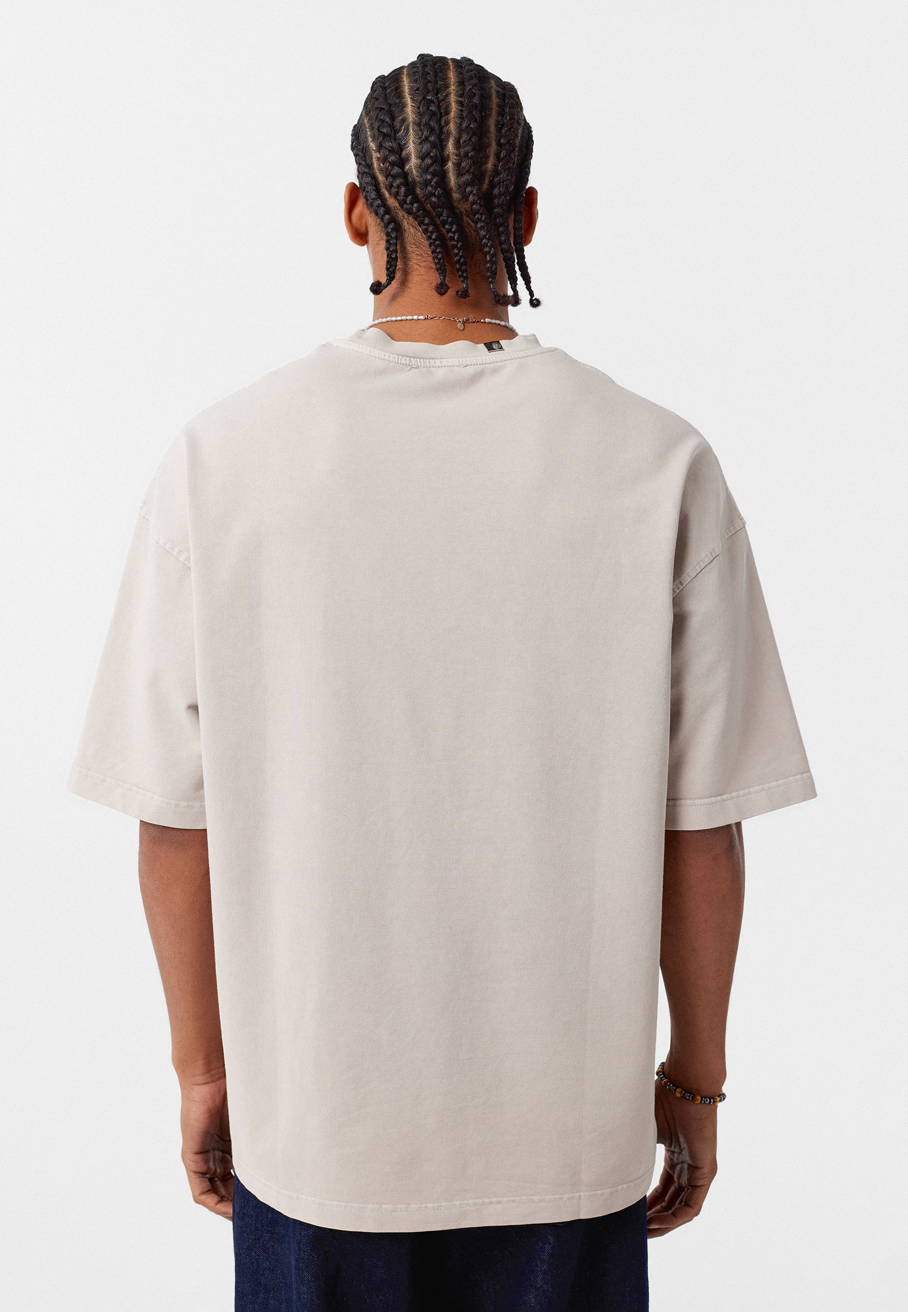 Oversized Washed Crew‑Neck T-shirts with Detail