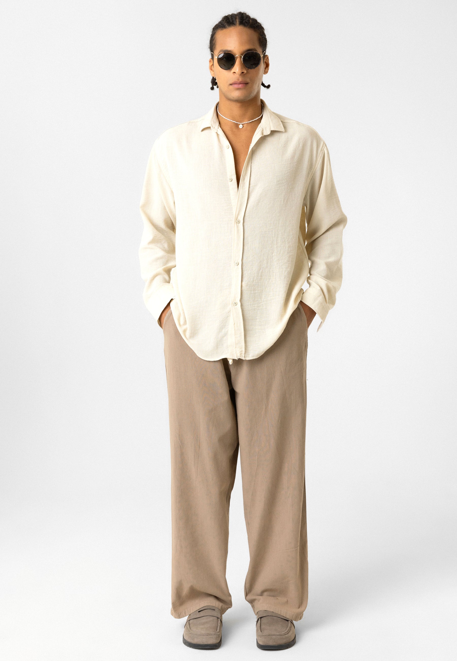 Elastic Waist Baggy Linen Pants – Breezy Fit, Effortless Vibe