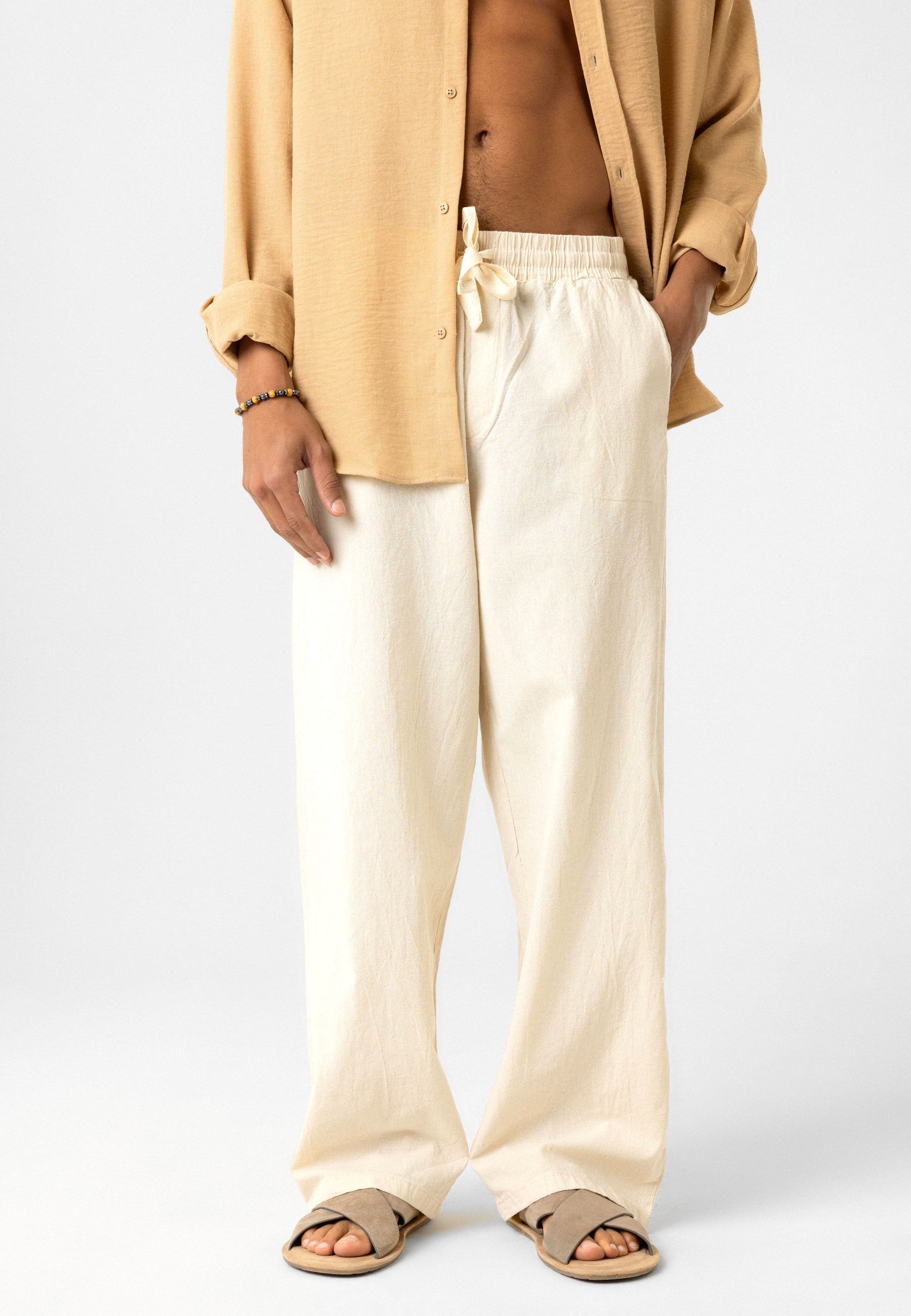 Elastic Waist Baggy Linen Pants – Breezy Fit, Effortless Vibe