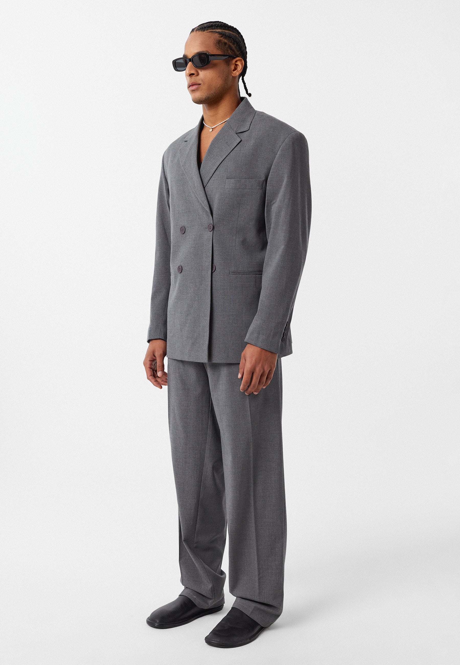 Men’s Loose Fit Blazer in Dark Grey Minimalist Relaxed Tailoring
