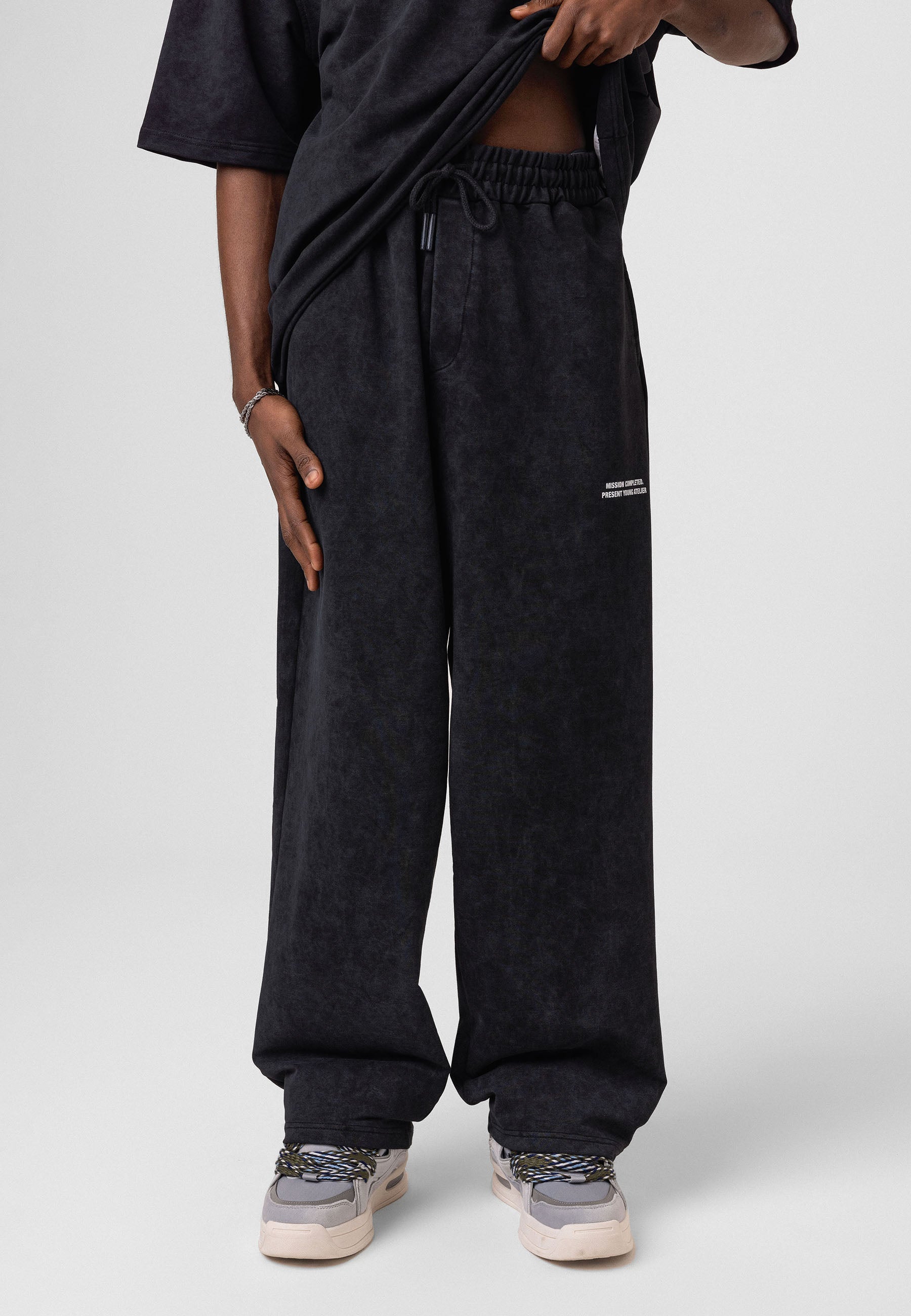 Oversized Washed Track Pants – Street-Ready Comfort with Soft Texture