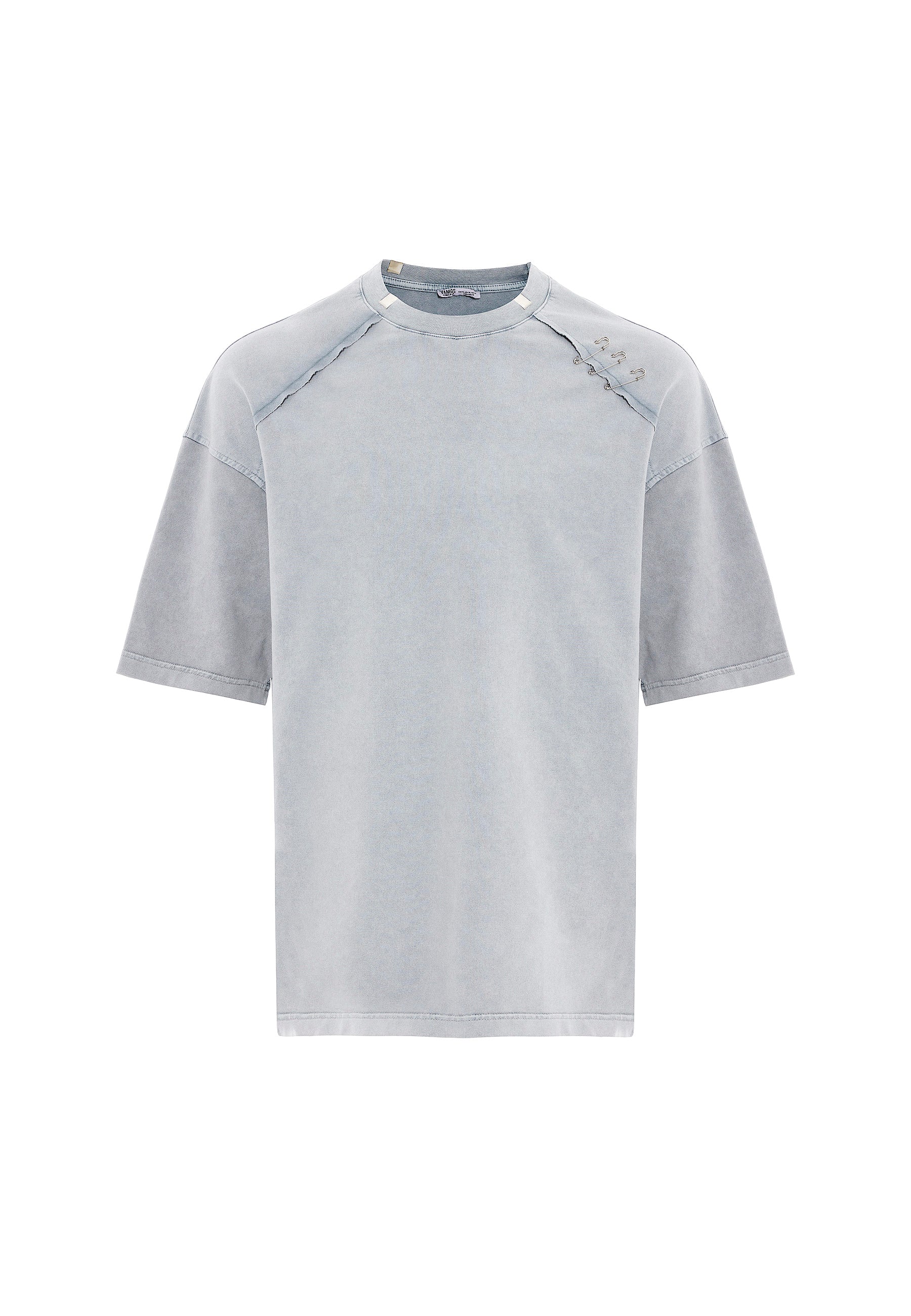 Oversized Washed Crew‑Neck T-shirts with Detail