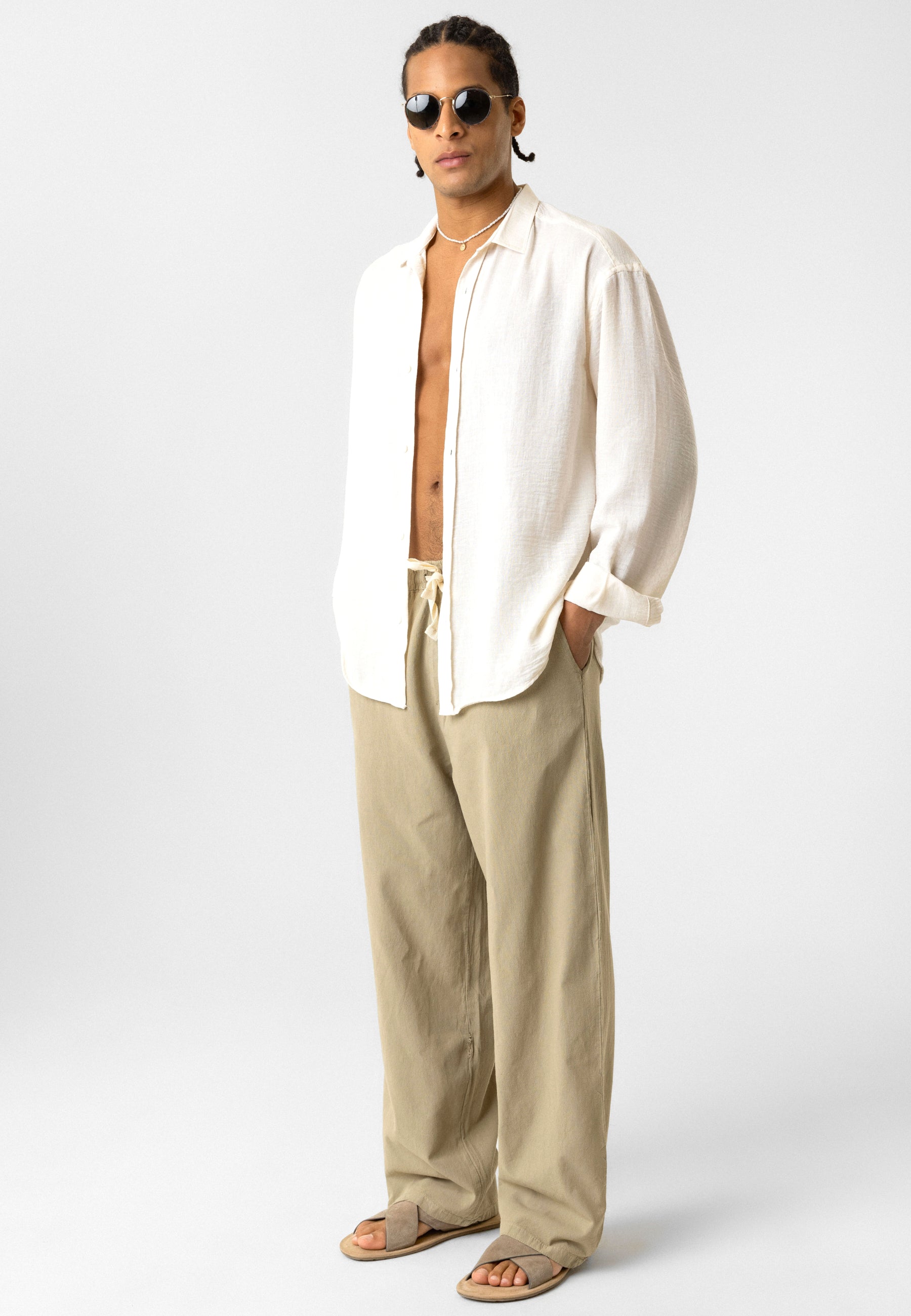 Elastic Waist Baggy Linen Pants – Breezy Fit, Effortless Vibe