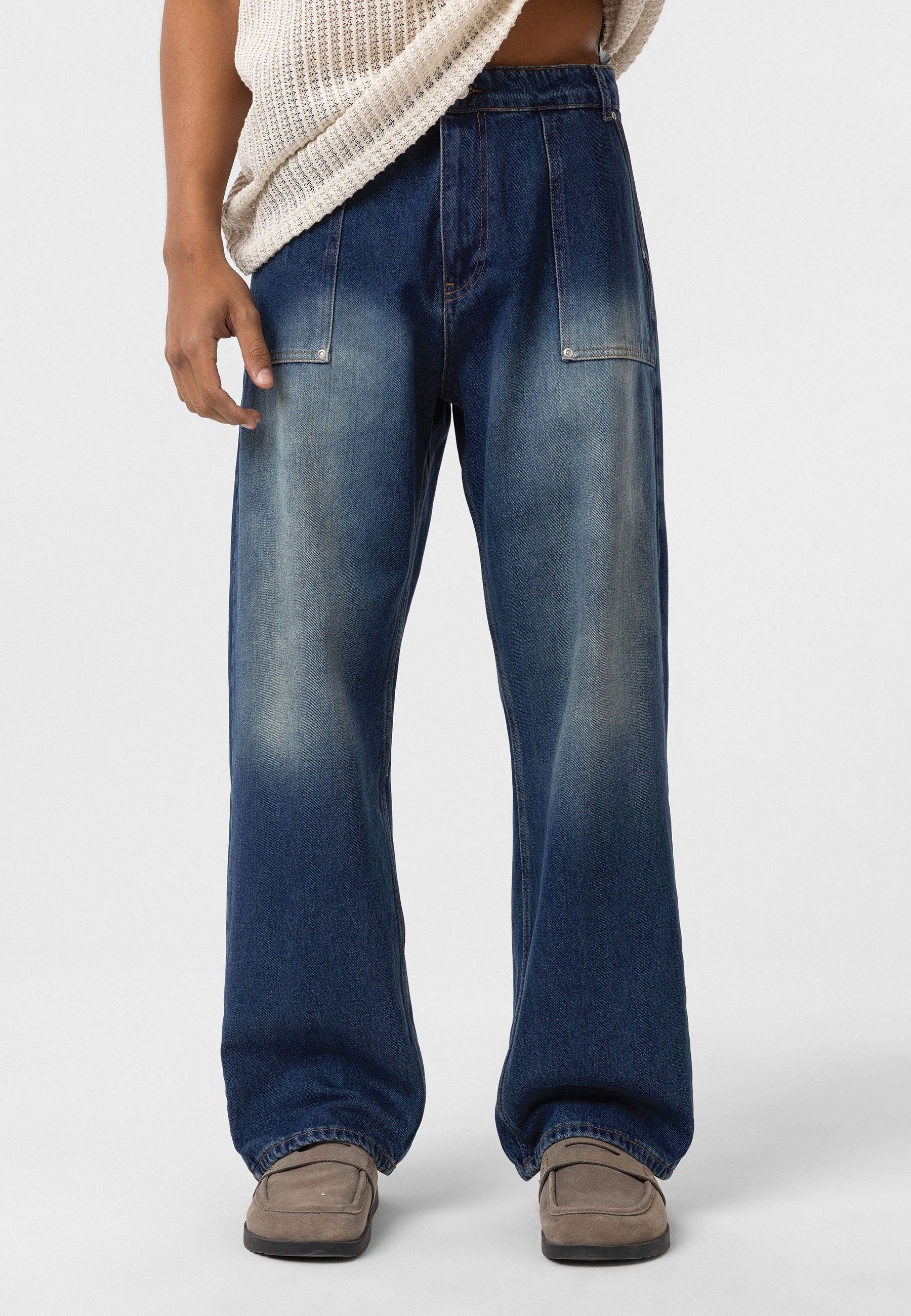 Pocket-Detail Baggy Jeans – Pants