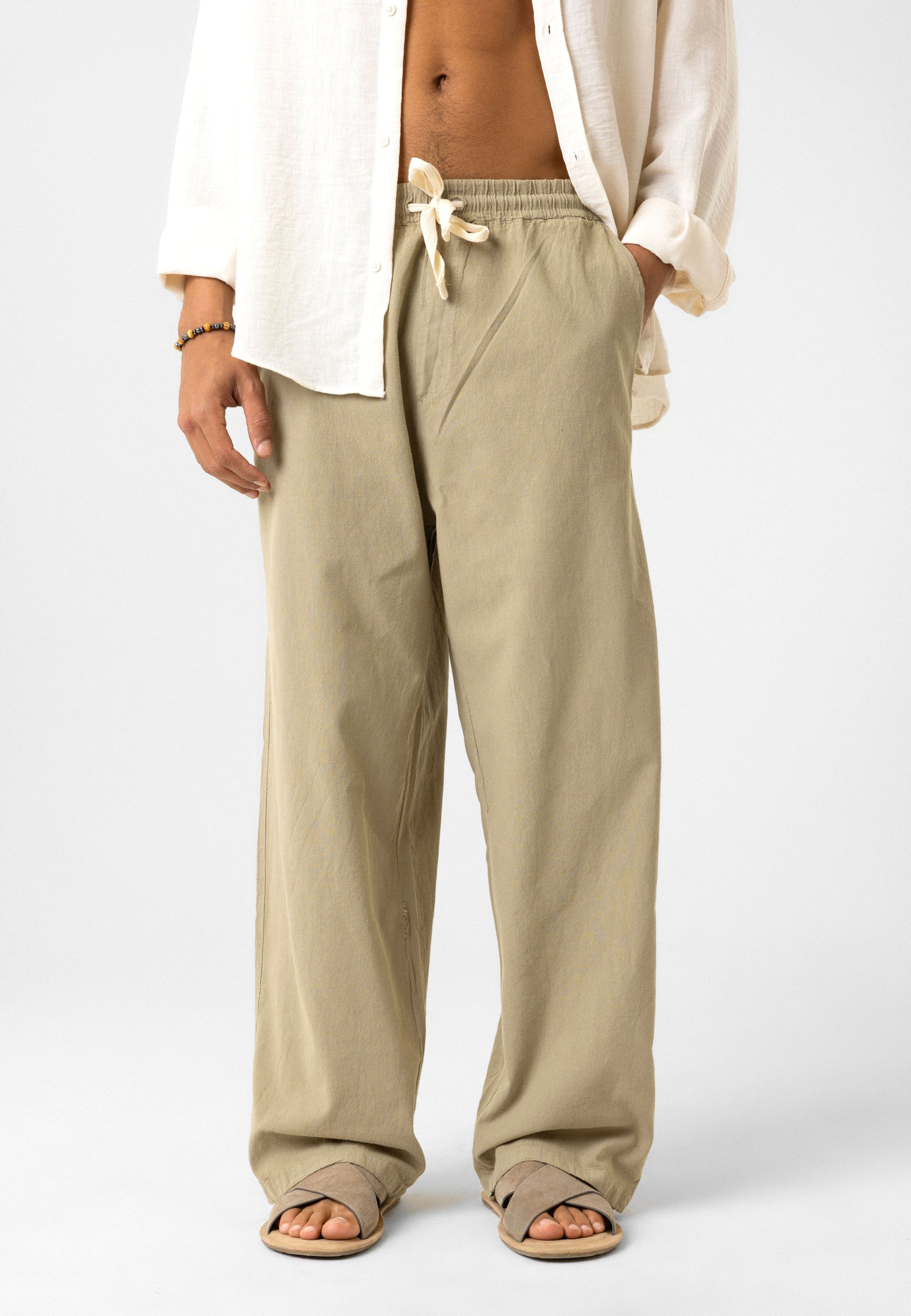 Elastic Waist Baggy Linen Pants – Breezy Fit, Effortless Vibe