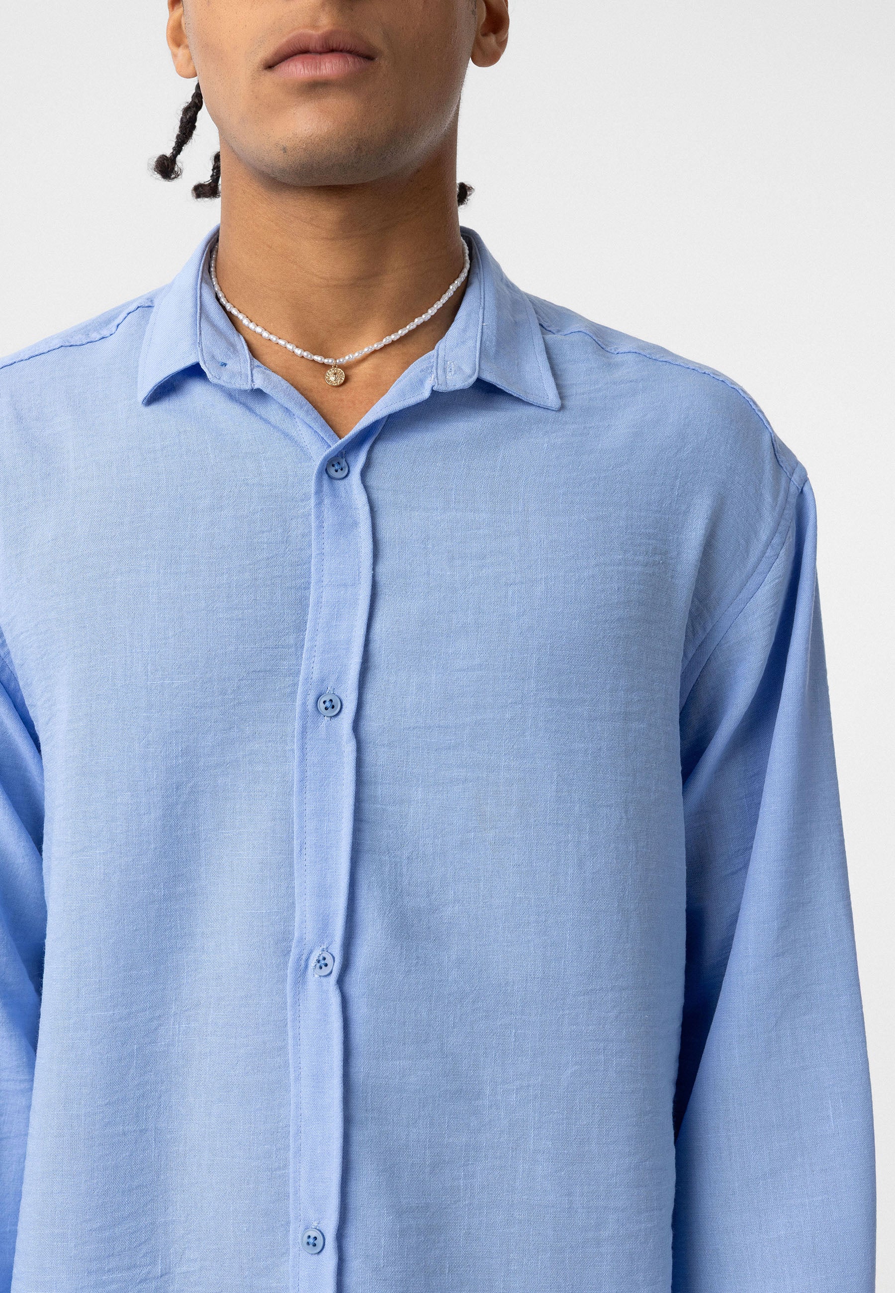 Vibrant Turquoise Oversize Linen-Look Shirt – Relaxed Summer Staple