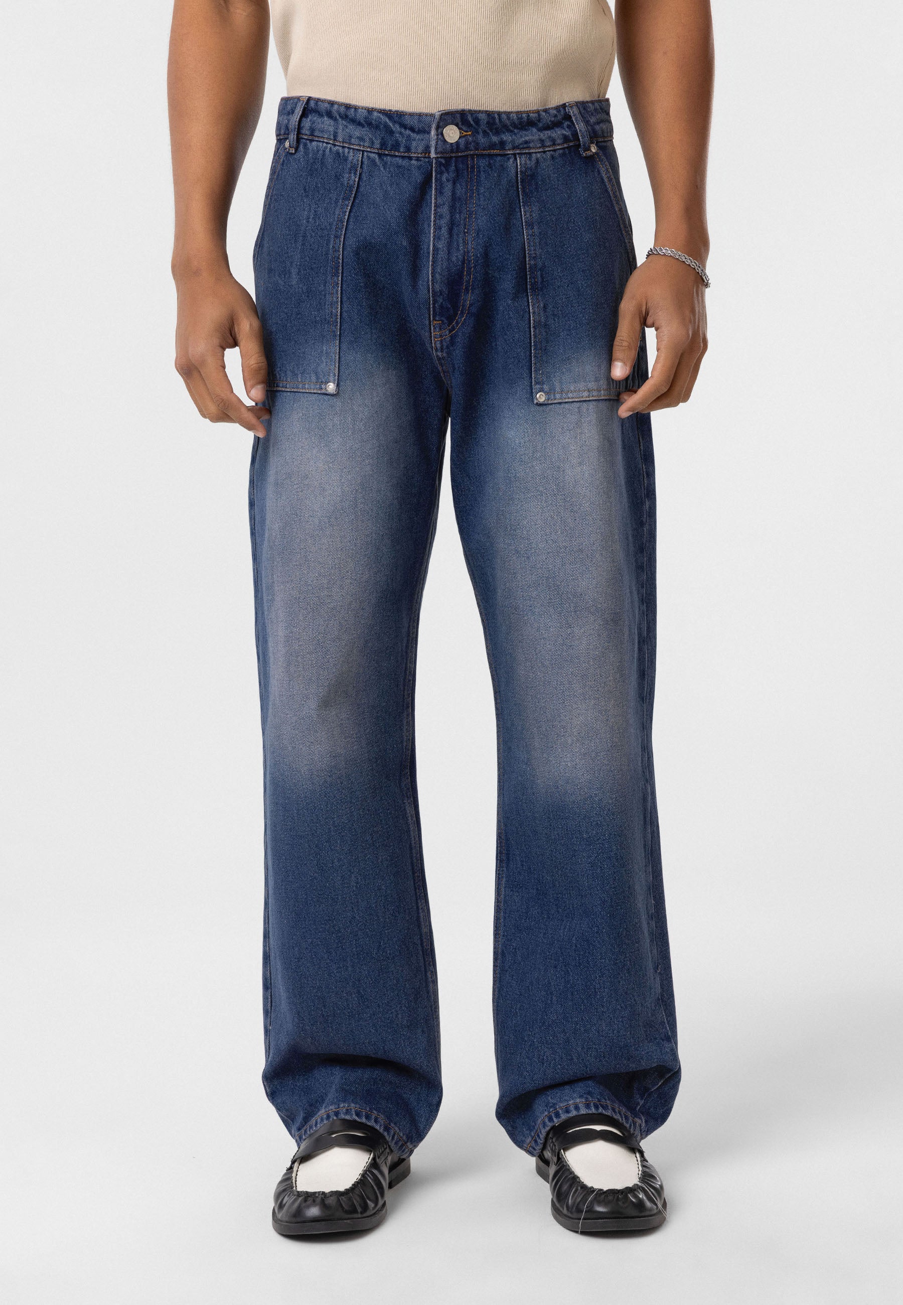 Pocket-Detail Baggy Jeans – Pants