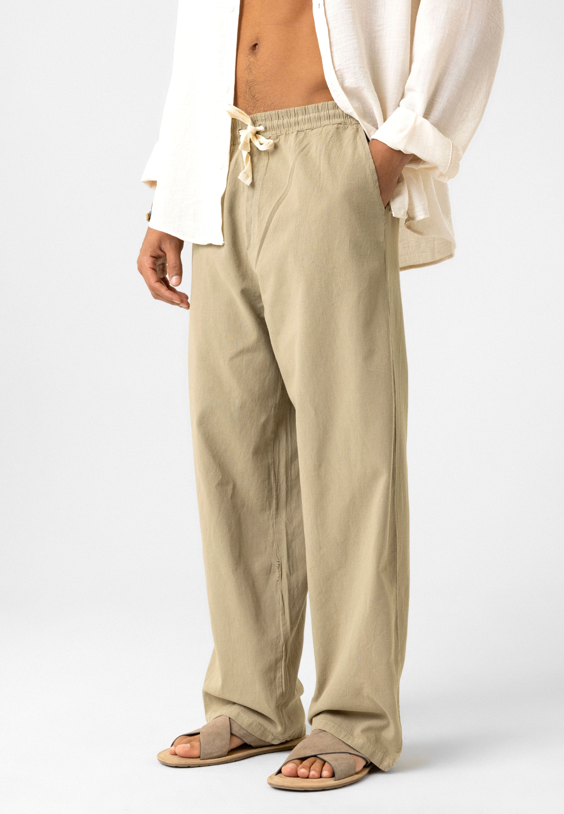 Elastic Waist Baggy Linen Pants – Breezy Fit, Effortless Vibe