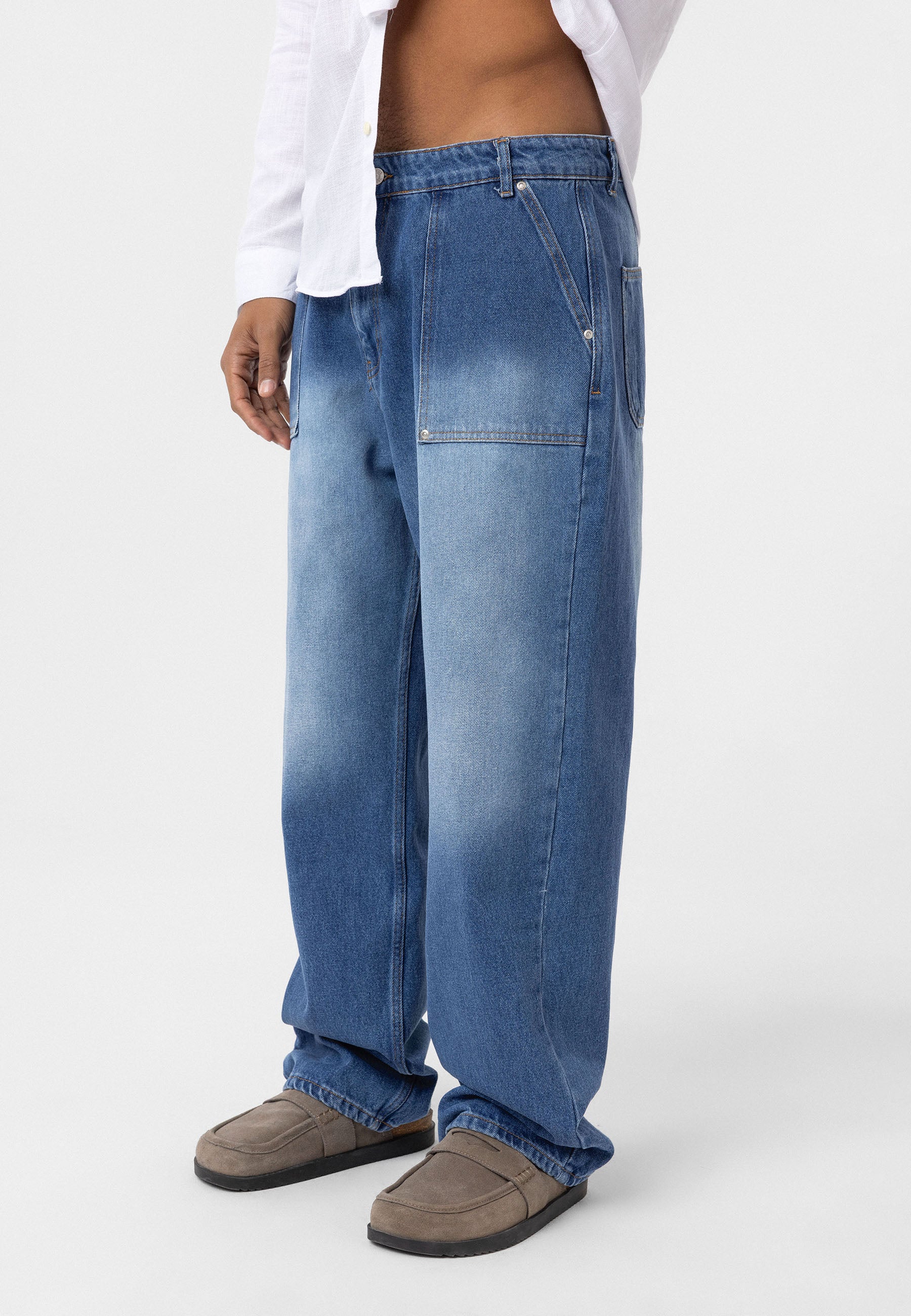 Pocket-Detail Baggy Jeans – Pants