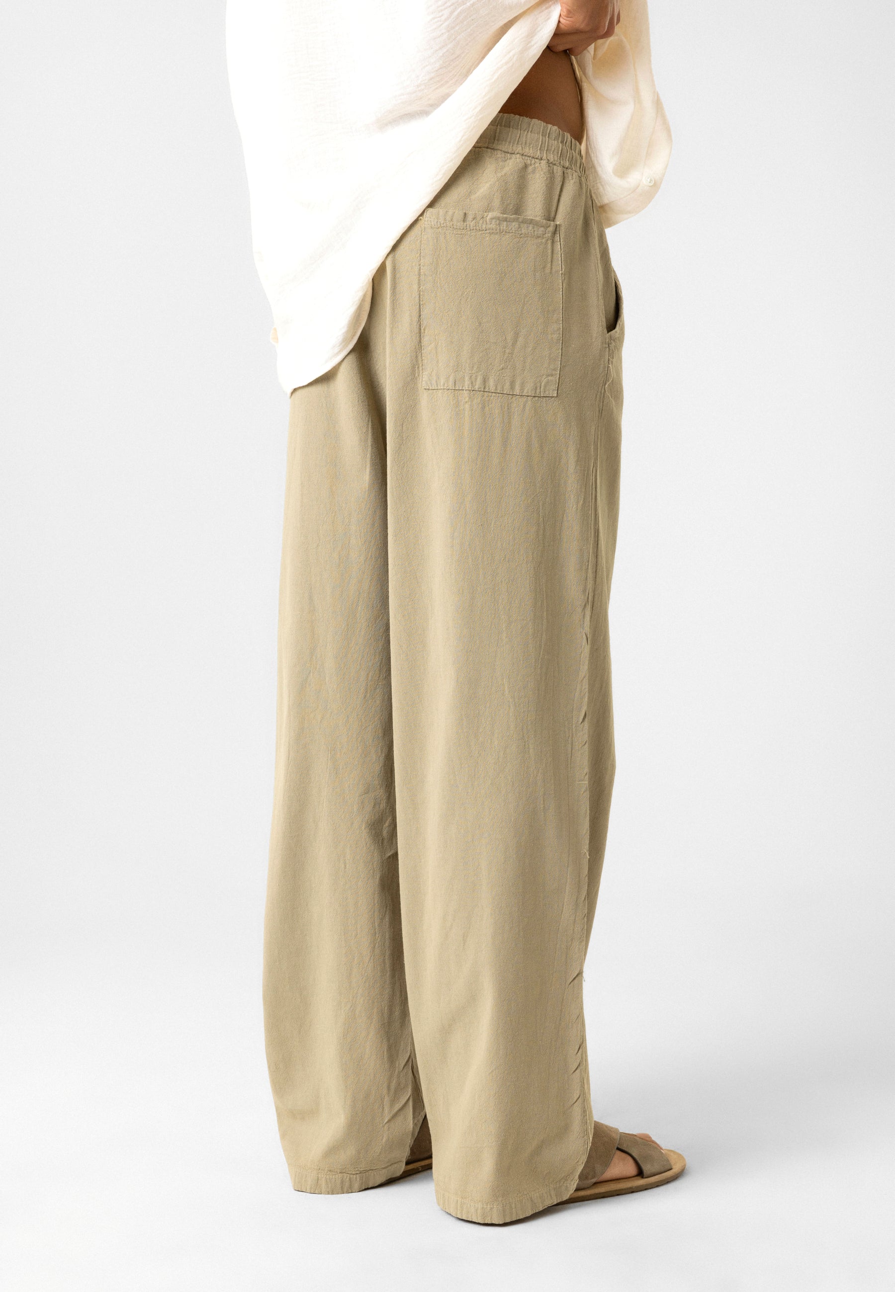 Elastic Waist Baggy Linen Pants – Breezy Fit, Effortless Vibe