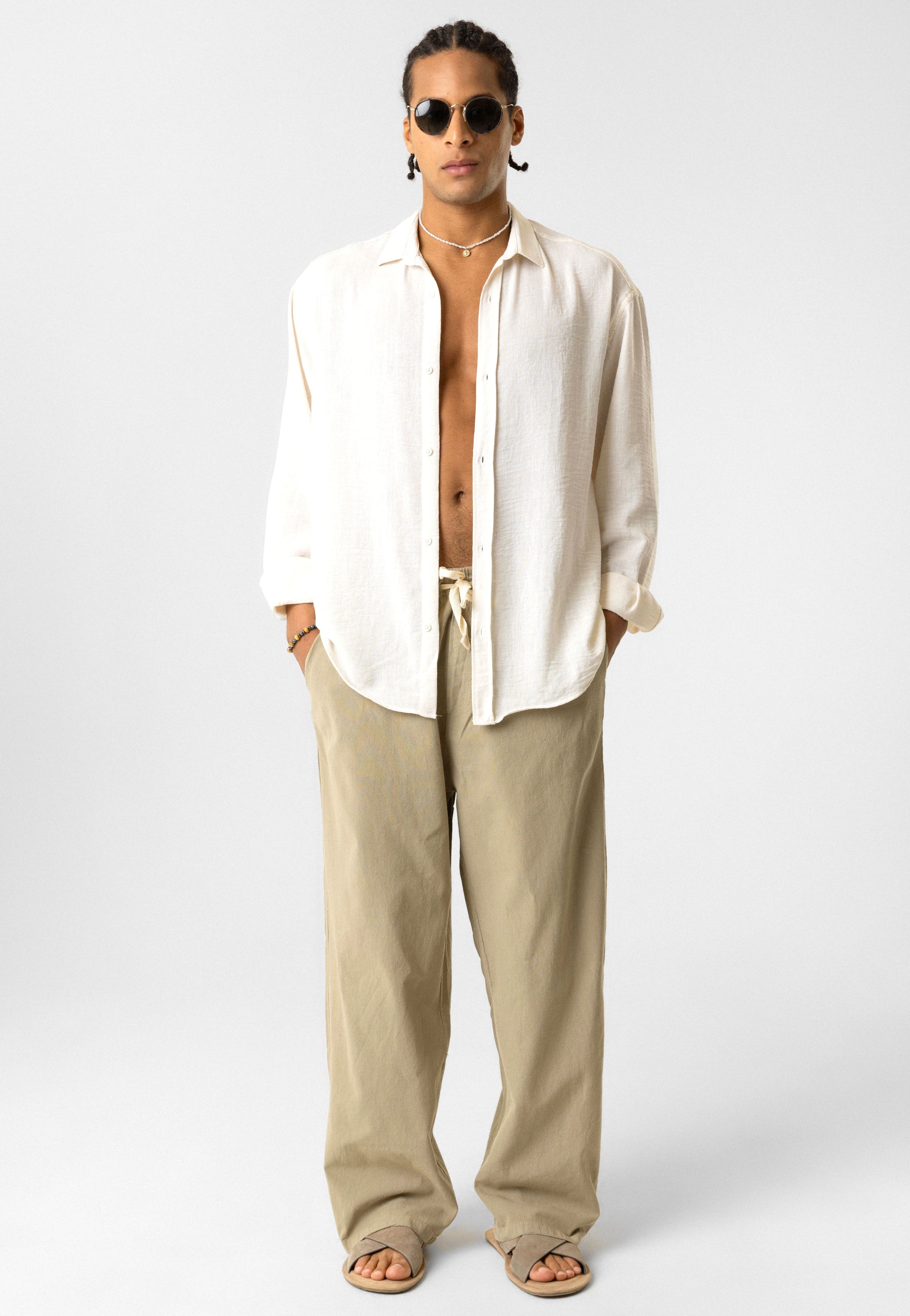 Elastic Waist Baggy Linen Pants – Breezy Fit, Effortless Vibe