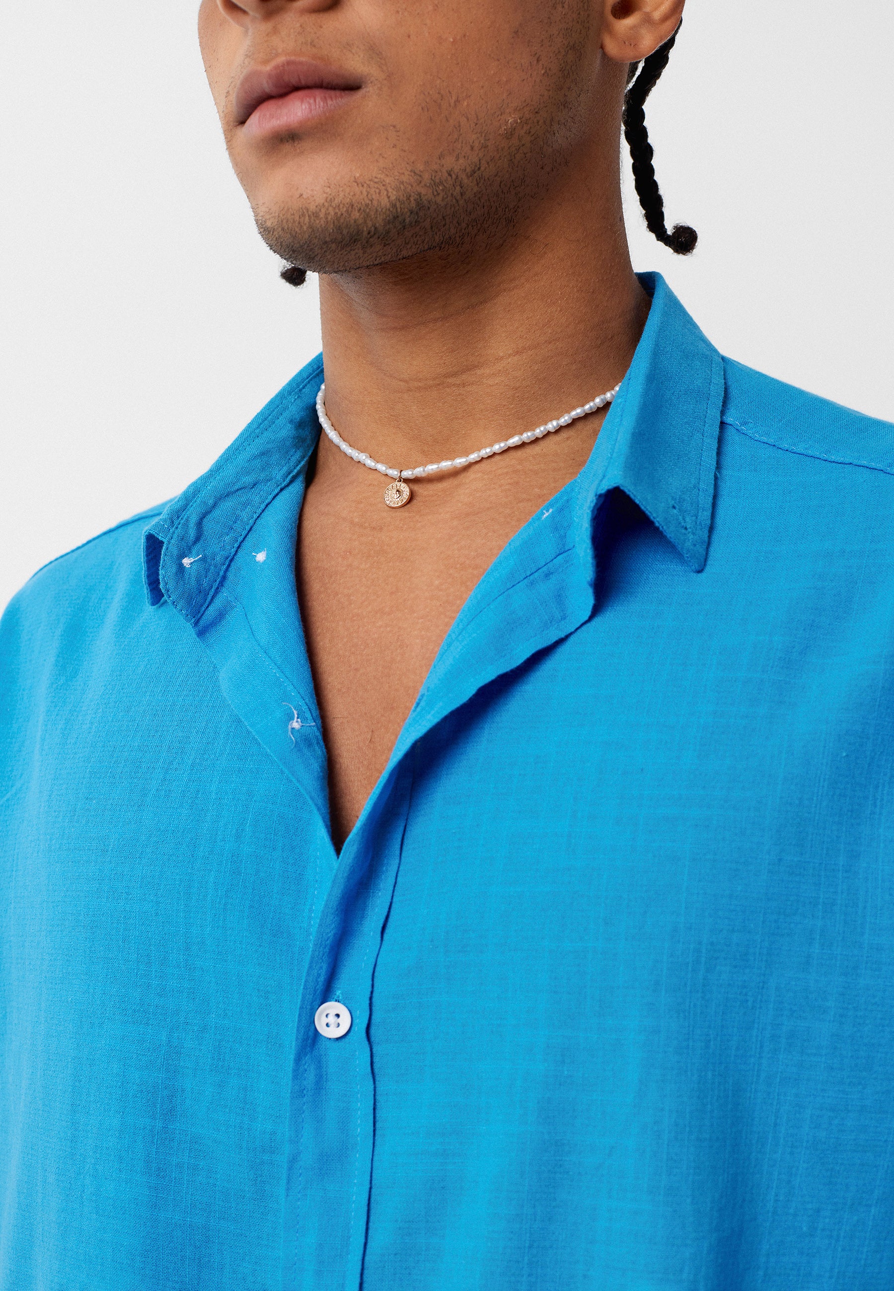 Turquoise Oversized Cotton-Linen Shirt – Cool & Confident Everyday Style