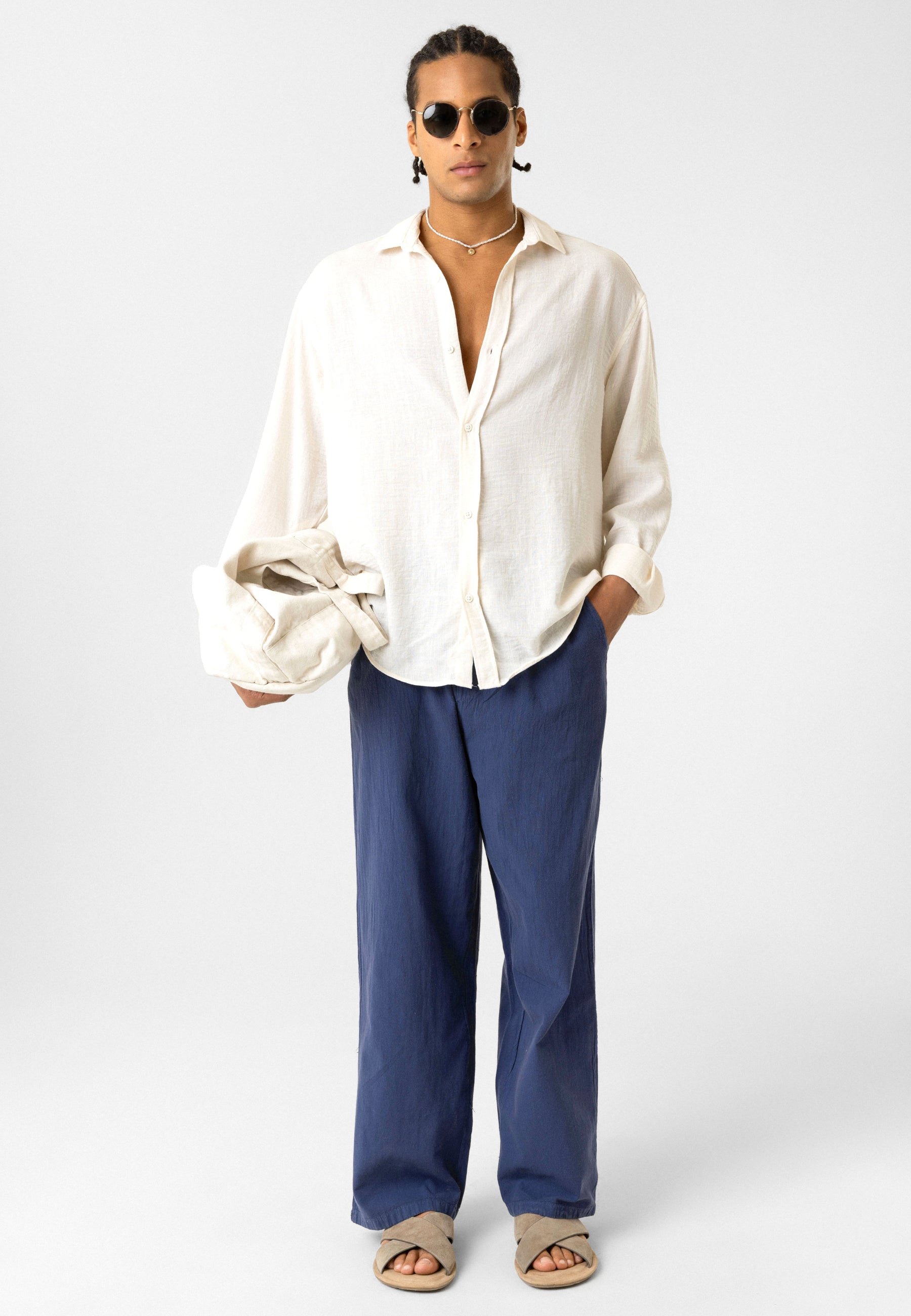 Elastic Waist Baggy Linen Pants – Breezy Fit, Effortless Vibe