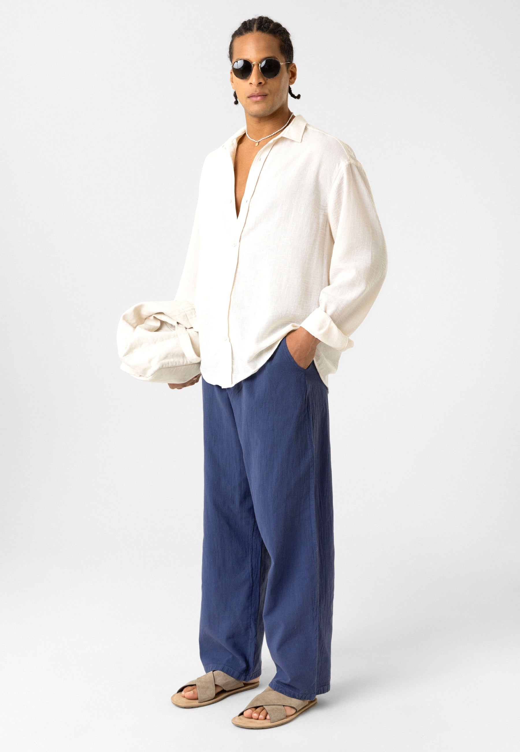 Elastic Waist Baggy Linen Pants – Breezy Fit, Effortless Vibe