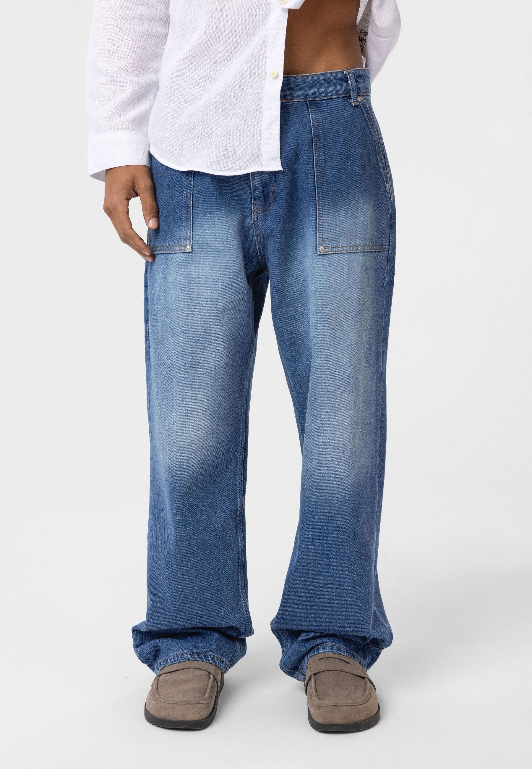 Pocket-Detail Baggy Jeans – Pants