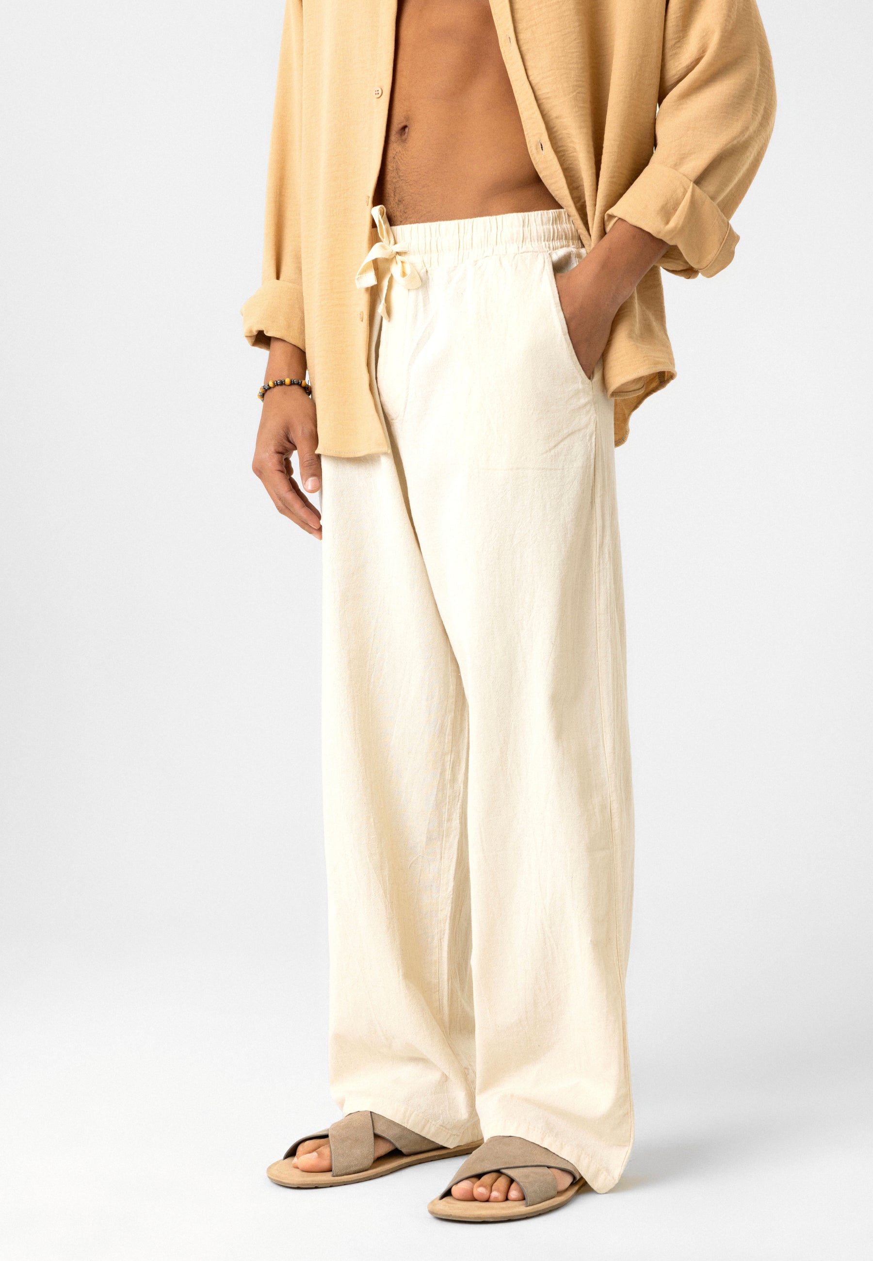 Elastic Waist Baggy Linen Pants – Breezy Fit, Effortless Vibe