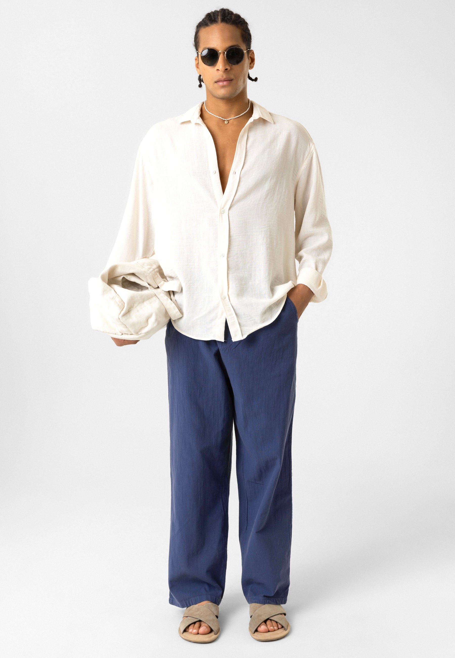Elastic Waist Baggy Linen Pants – Breezy Fit, Effortless Vibe