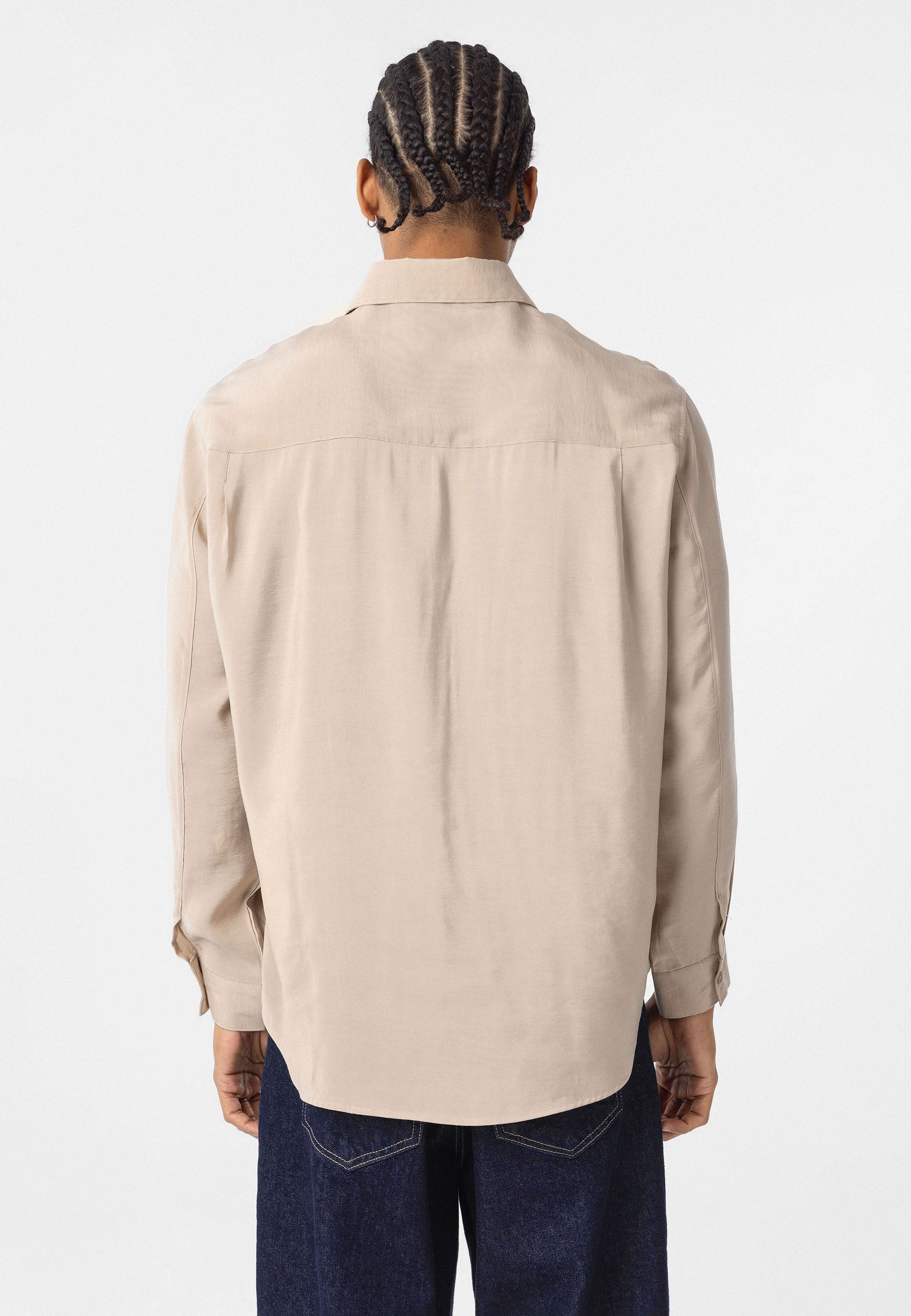 Beige Button-Up Shirt – Regular Fit, Clean Everyday Look