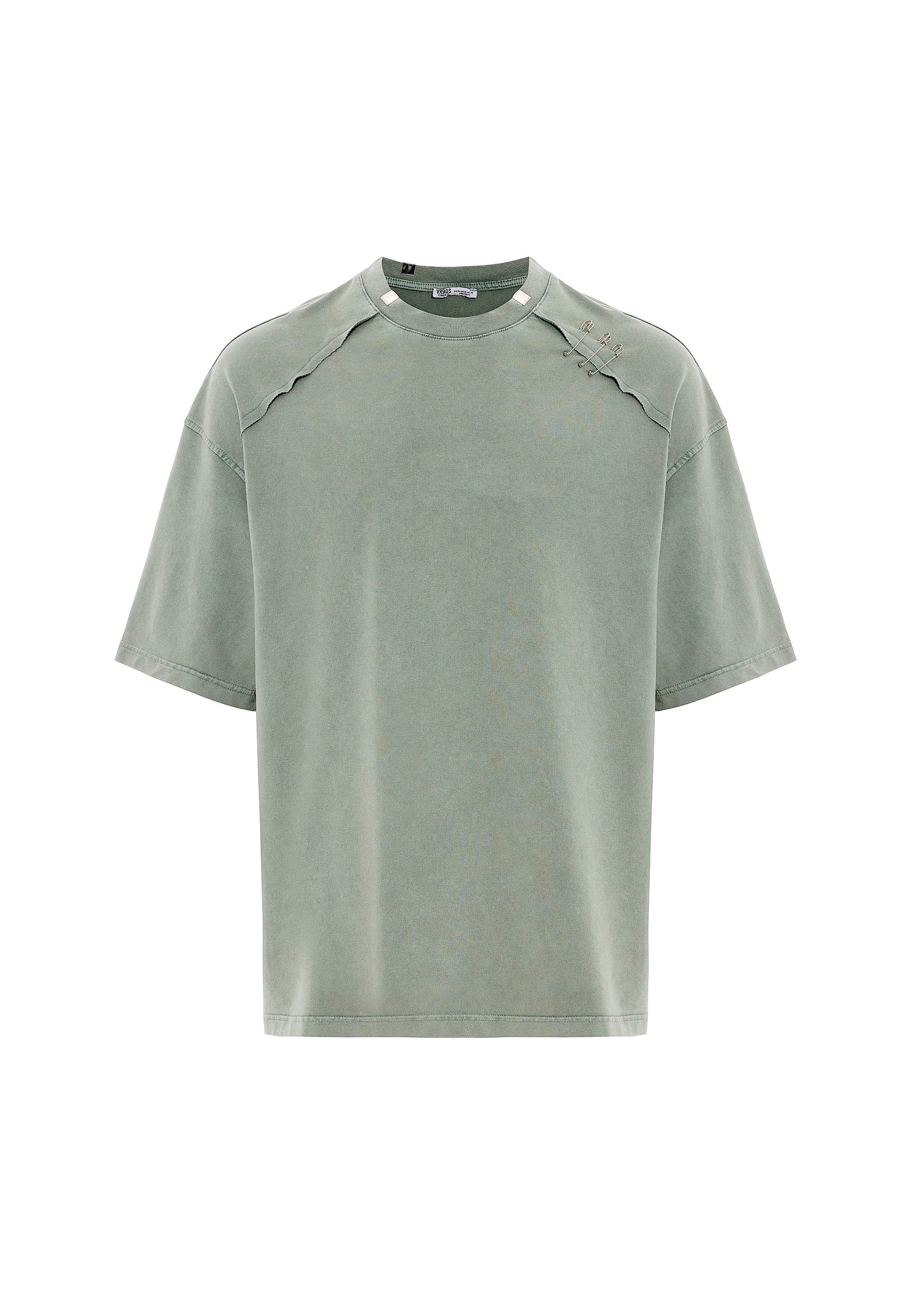 Oversized Washed Crew‑Neck T-shirts with Detail