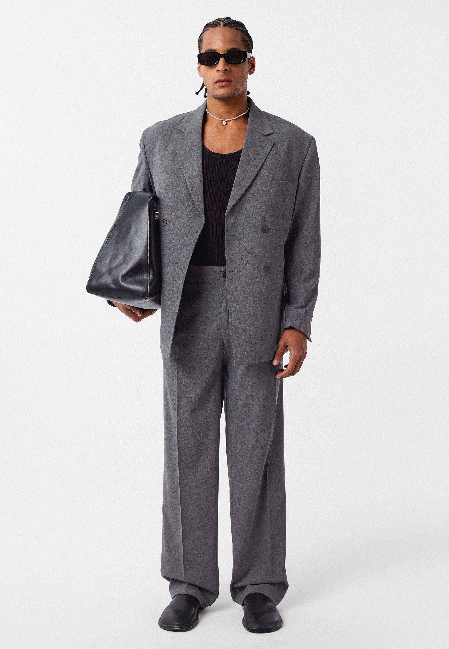 Men’s Loose Fit Blazer in Dark Grey Minimalist Relaxed Tailoring