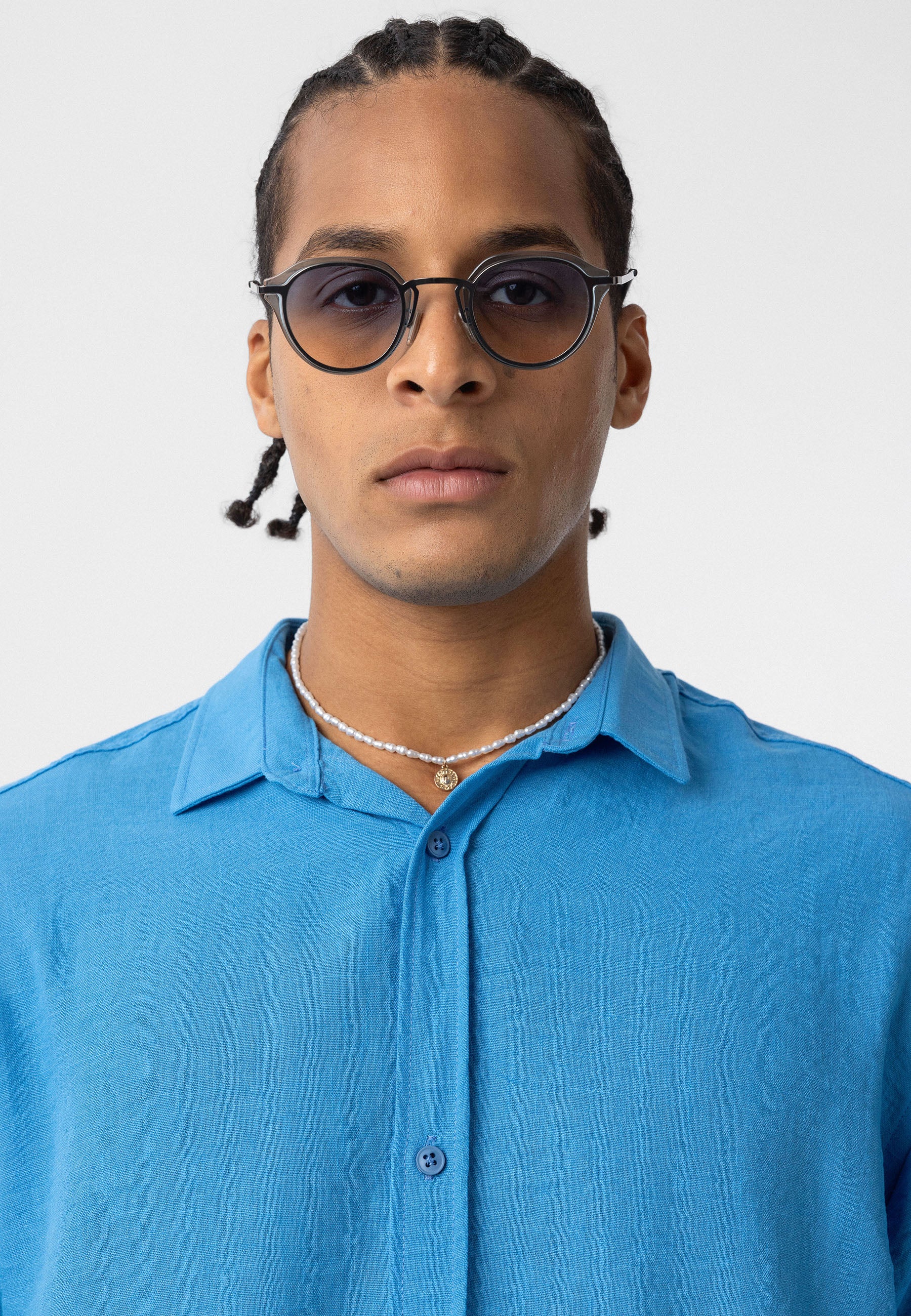 Azure Blue Comfort Fit Button-Up Shirt – Relaxed Everyday Essential